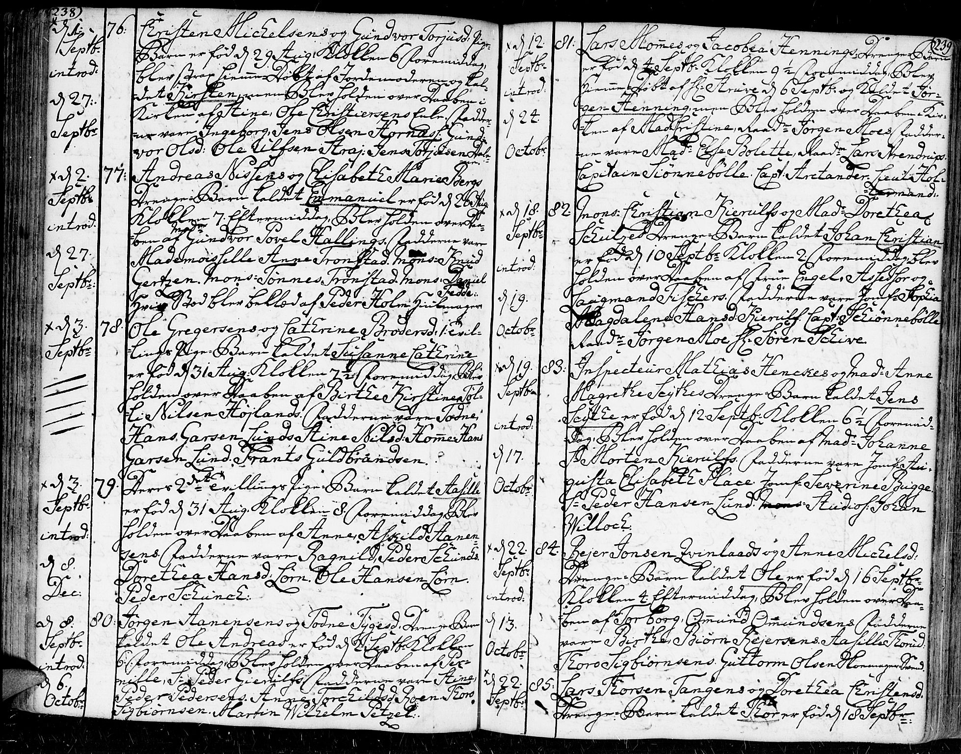 Kristiansand domprosti, AV/SAK-1112-0006/F/Fa/L0002: Ministerialbok nr. A 2, 1755-1778, s. 238-239