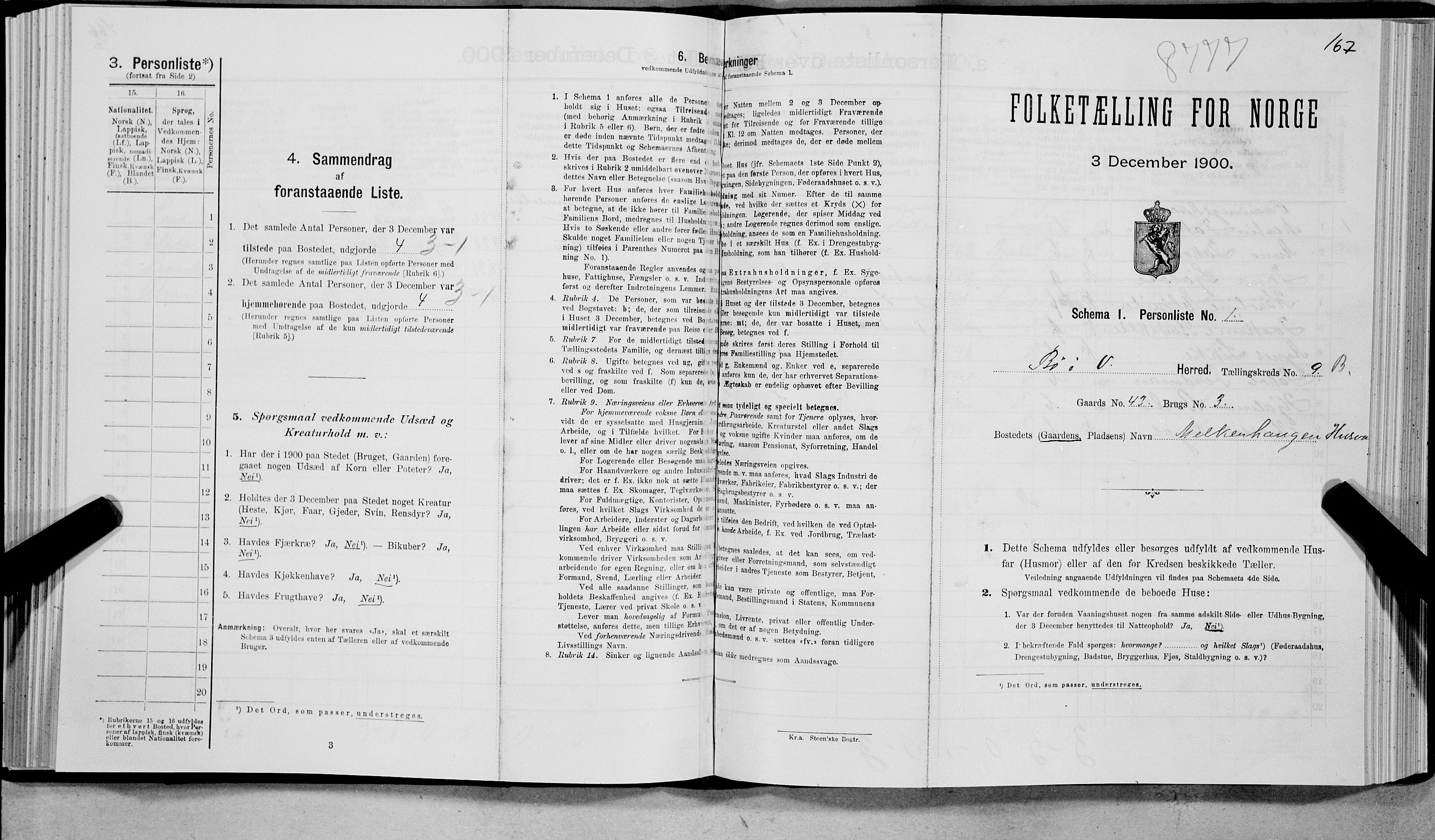 SAT, Folketelling 1900 for 1867 Bø herred, 1900, s. 1069