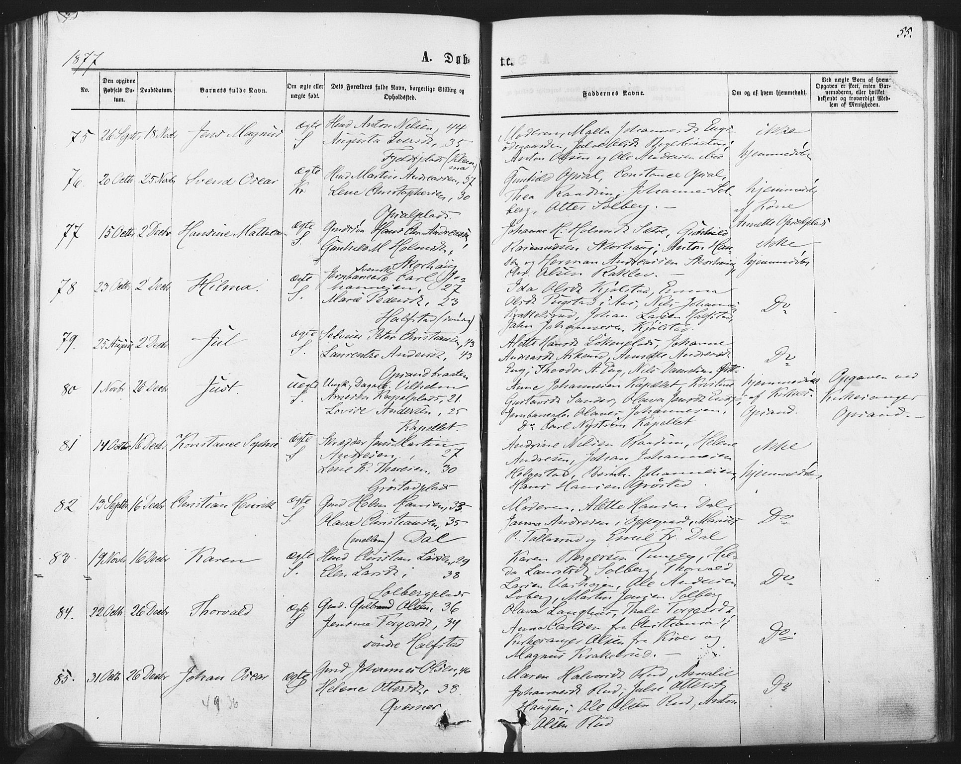 Kråkstad prestekontor Kirkebøker, AV/SAO-A-10125a/F/Fa/L0008: Ministerialbok nr. I 8, 1870-1879, s. 55