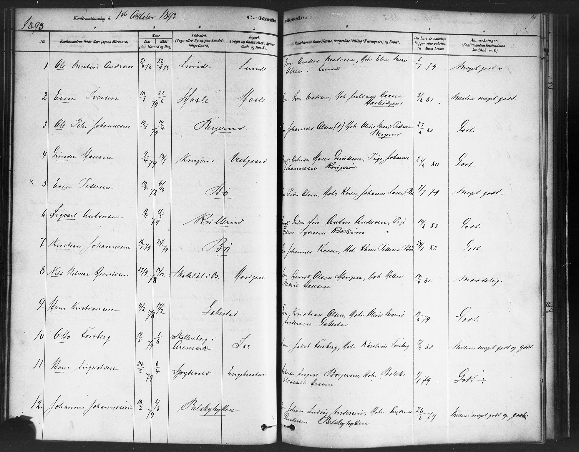 Varteig prestekontor Kirkebøker, AV/SAO-A-10447a/F/Fa/L0002: Ministerialbok nr. 2, 1878-1899, s. 142