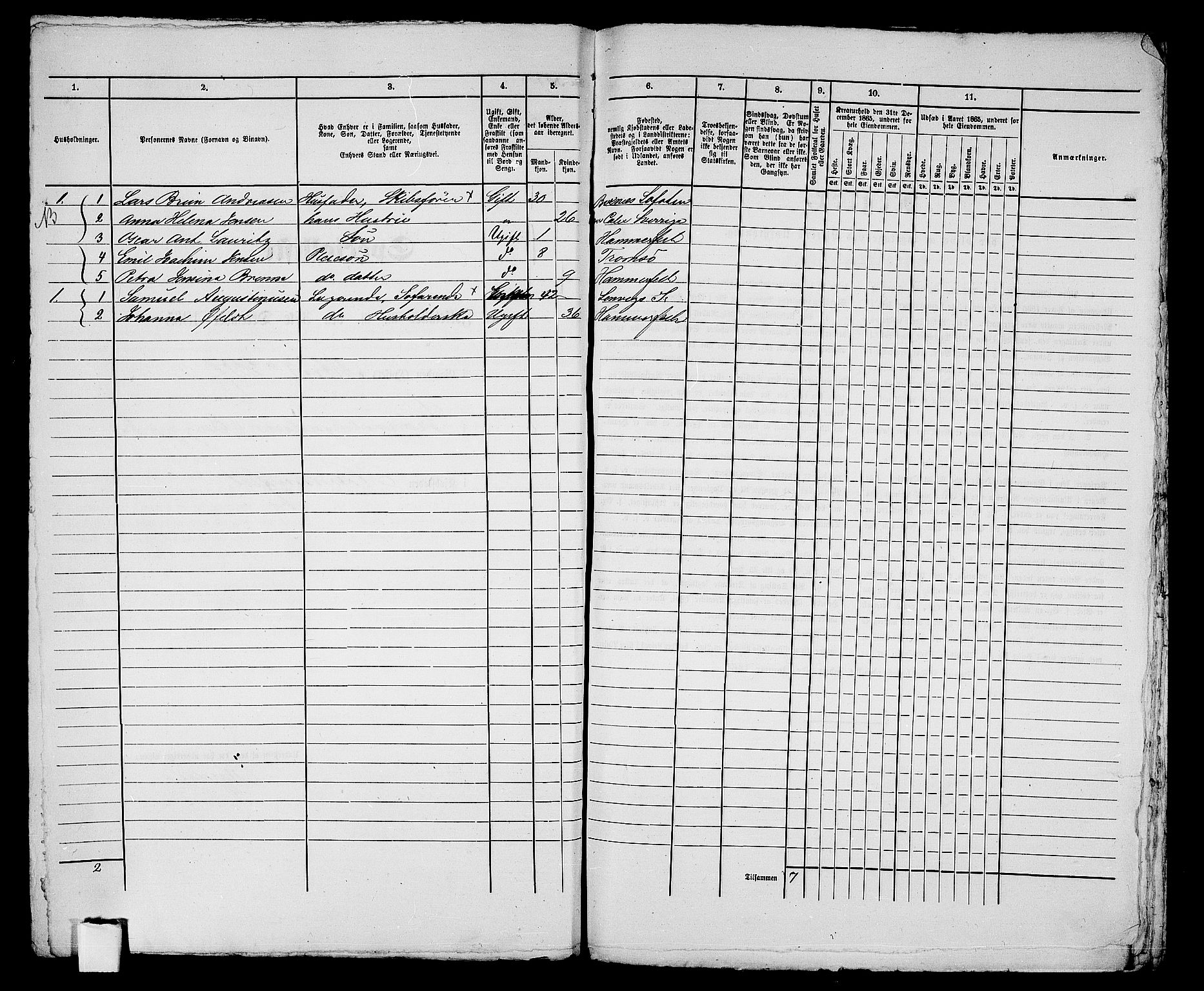 RA, Folketelling 1865 for 2001B Hammerfest prestegjeld, Hammerfest kjøpstad, 1865, s. 325