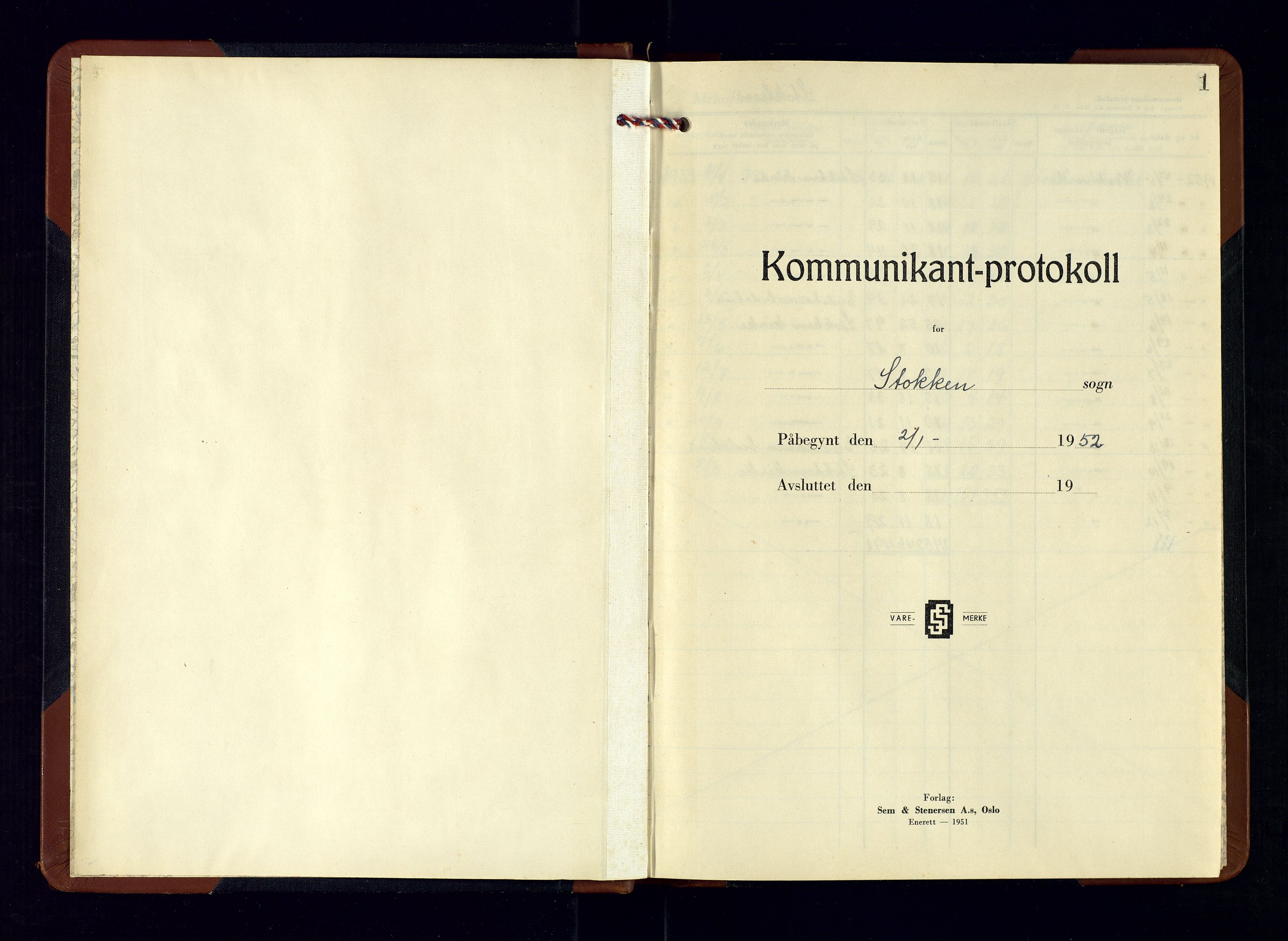 Austre Moland sokneprestkontor, AV/SAK-1111-0001/F/Fc/Fcb/L0002: Kommunikantprotokoll nr. C-2, 1952-1974, s. 1