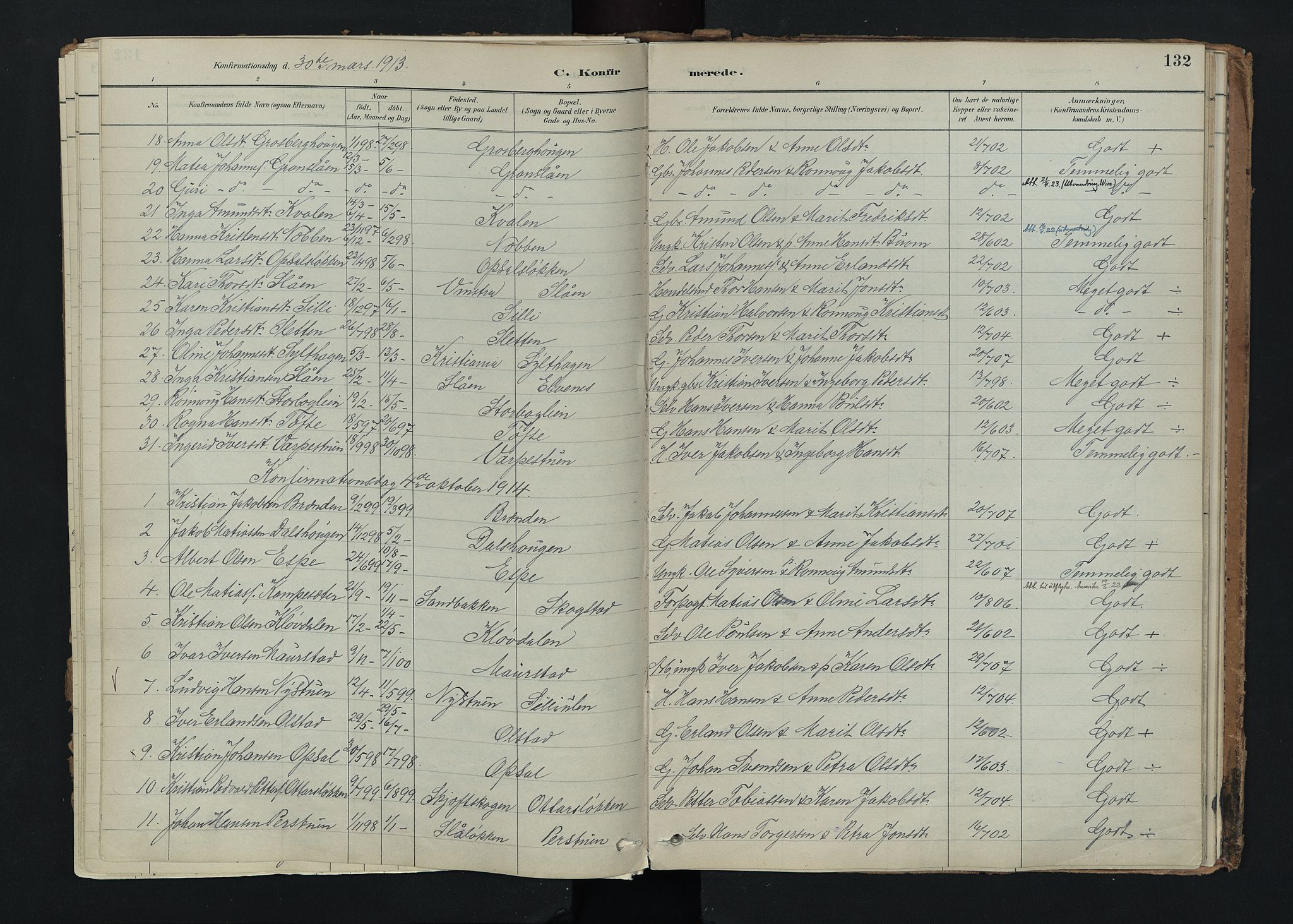 Nord-Fron prestekontor, AV/SAH-PREST-080/H/Ha/Haa/L0005: Ministerialbok nr. 5, 1884-1914, s. 132