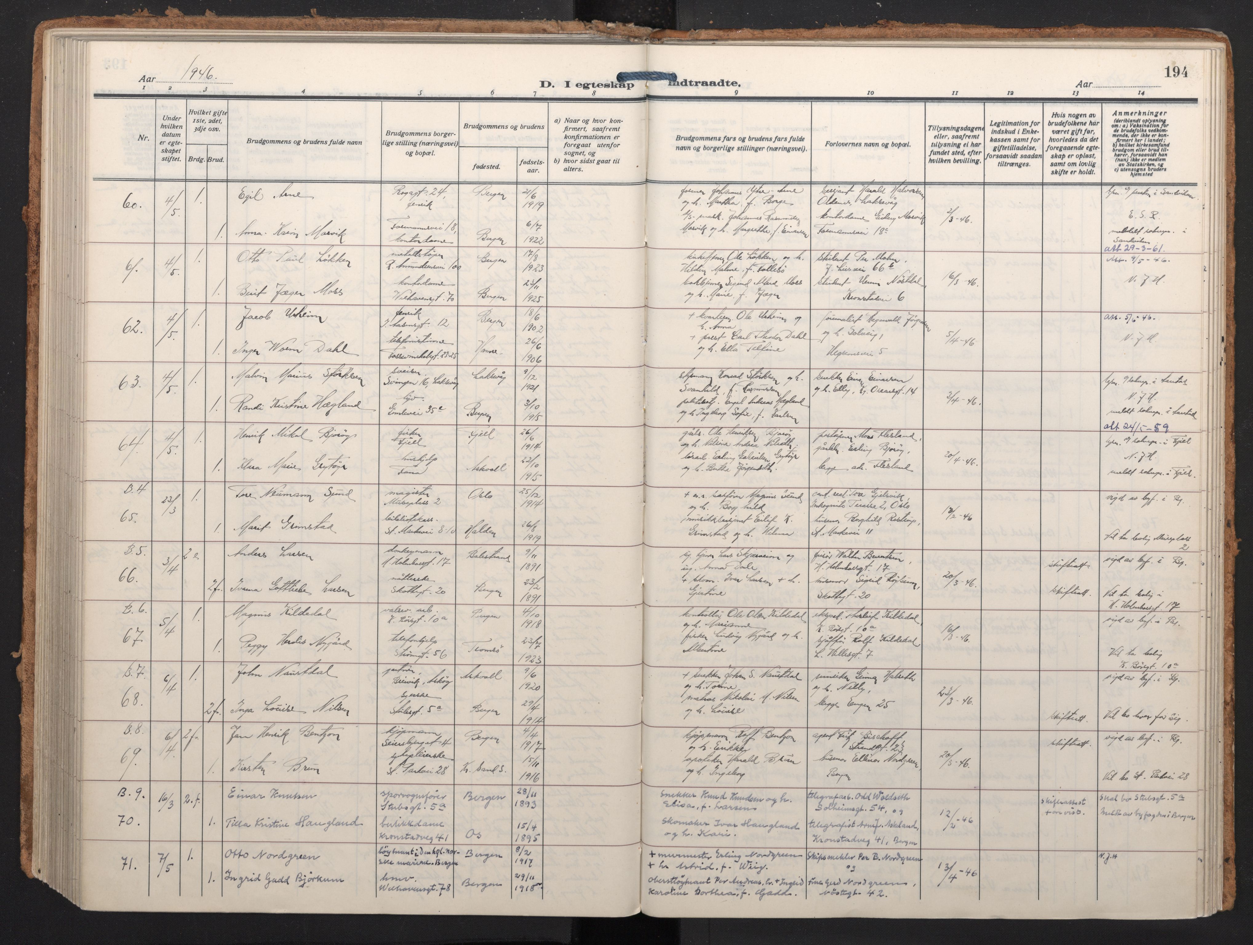 Johanneskirken sokneprestembete, AV/SAB-A-76001/H/Haa/L0014: Ministerialbok nr. D 3, 1929-1949, s. 193b-194a