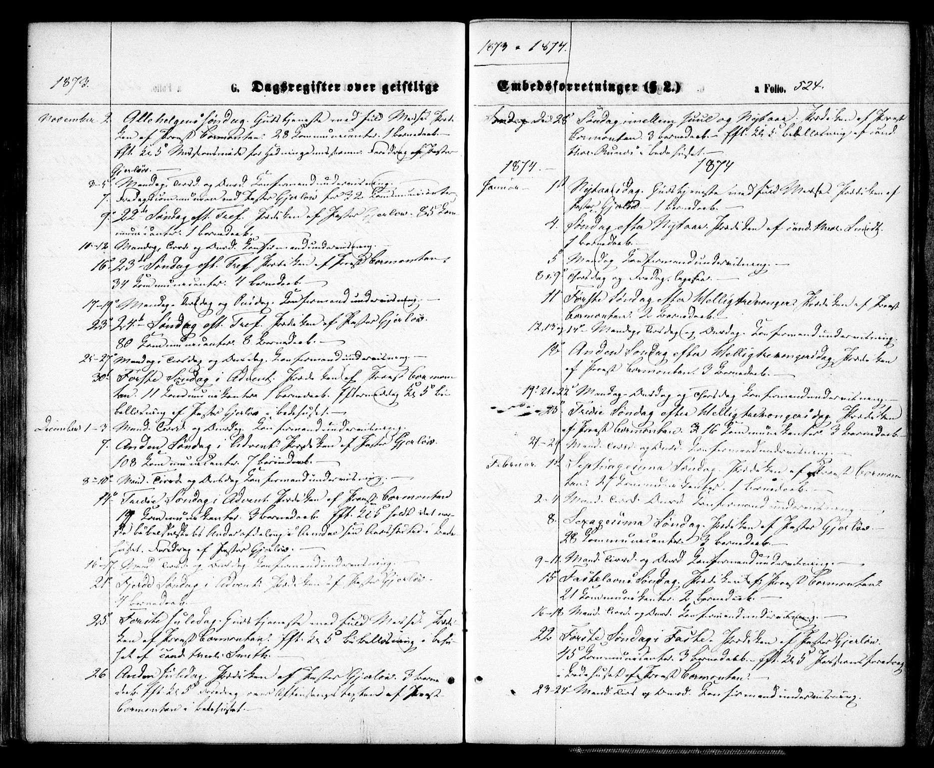 Arendal sokneprestkontor, Trefoldighet, AV/SAK-1111-0040/F/Fa/L0007: Ministerialbok nr. A 7, 1868-1878, s. 524