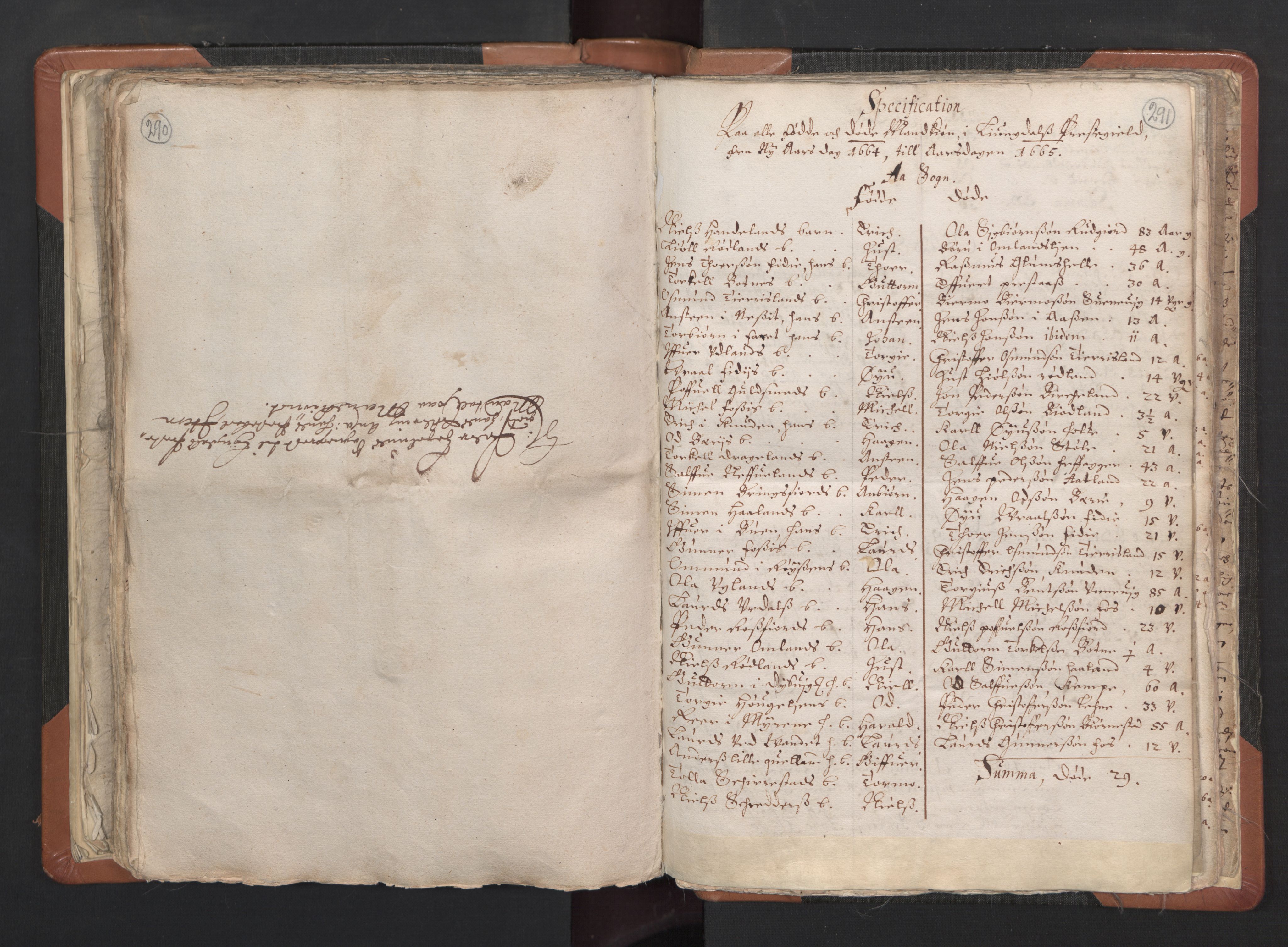 RA, Sogneprestenes manntall 1664-1666, nr. 16: Lista prosti, 1664-1666, s. 290-291
