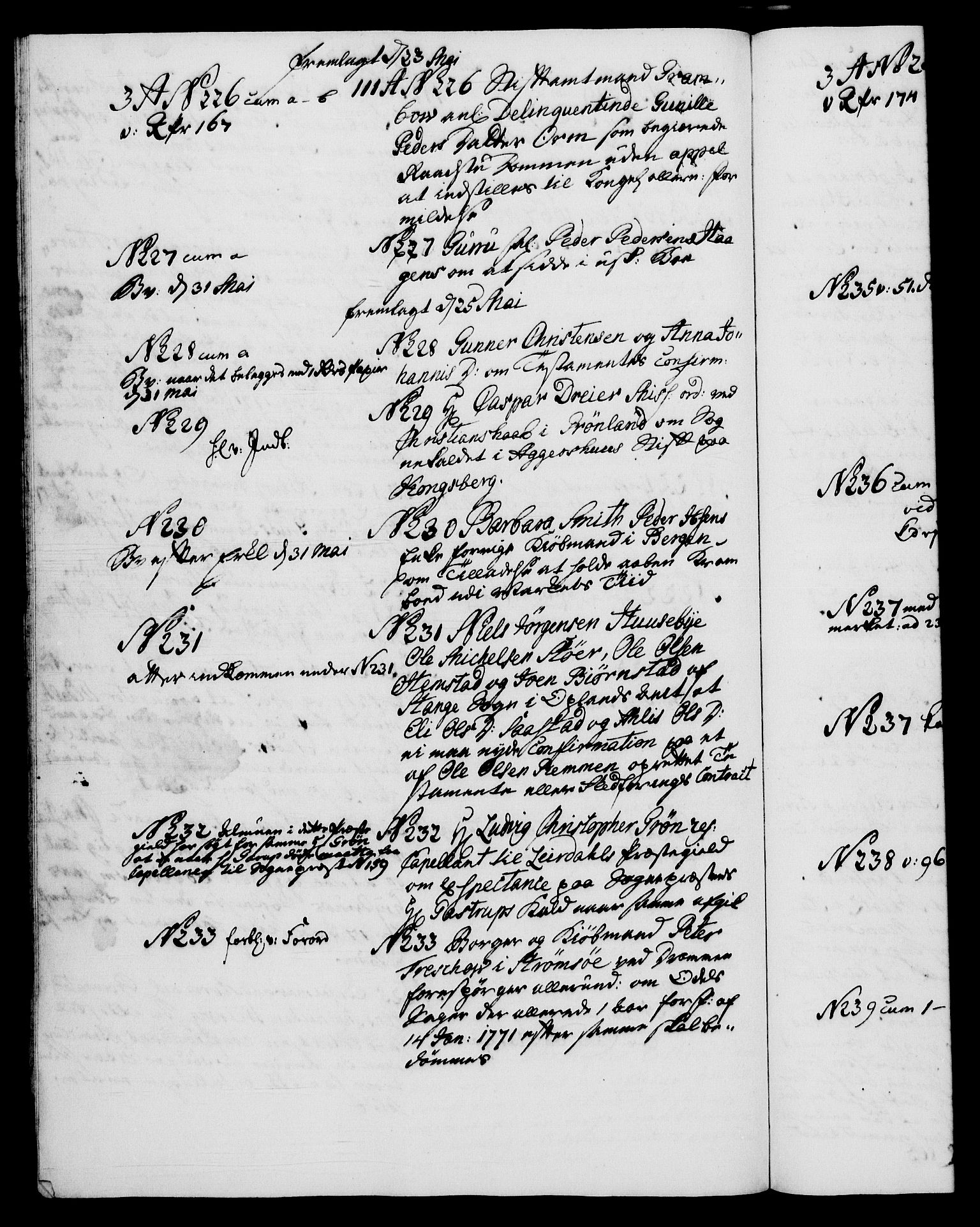 Danske Kanselli 1572-1799, AV/RA-EA-3023/I/Ia/L0001: 3. departements journal, 1771