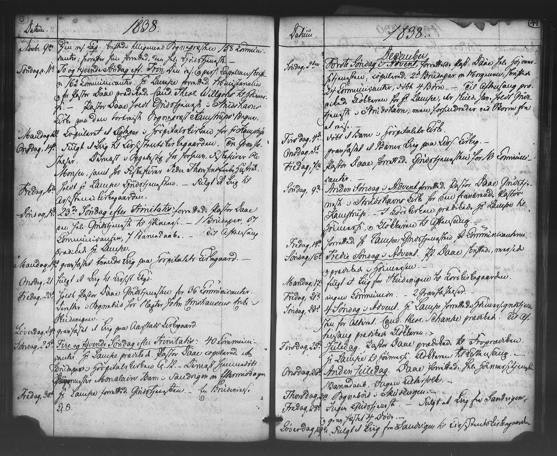 Korskirken sokneprestembete, AV/SAB-A-76101/H/Haa/L0066: Residerende kapellans bok nr. A 1, 1826-1843, s. 44