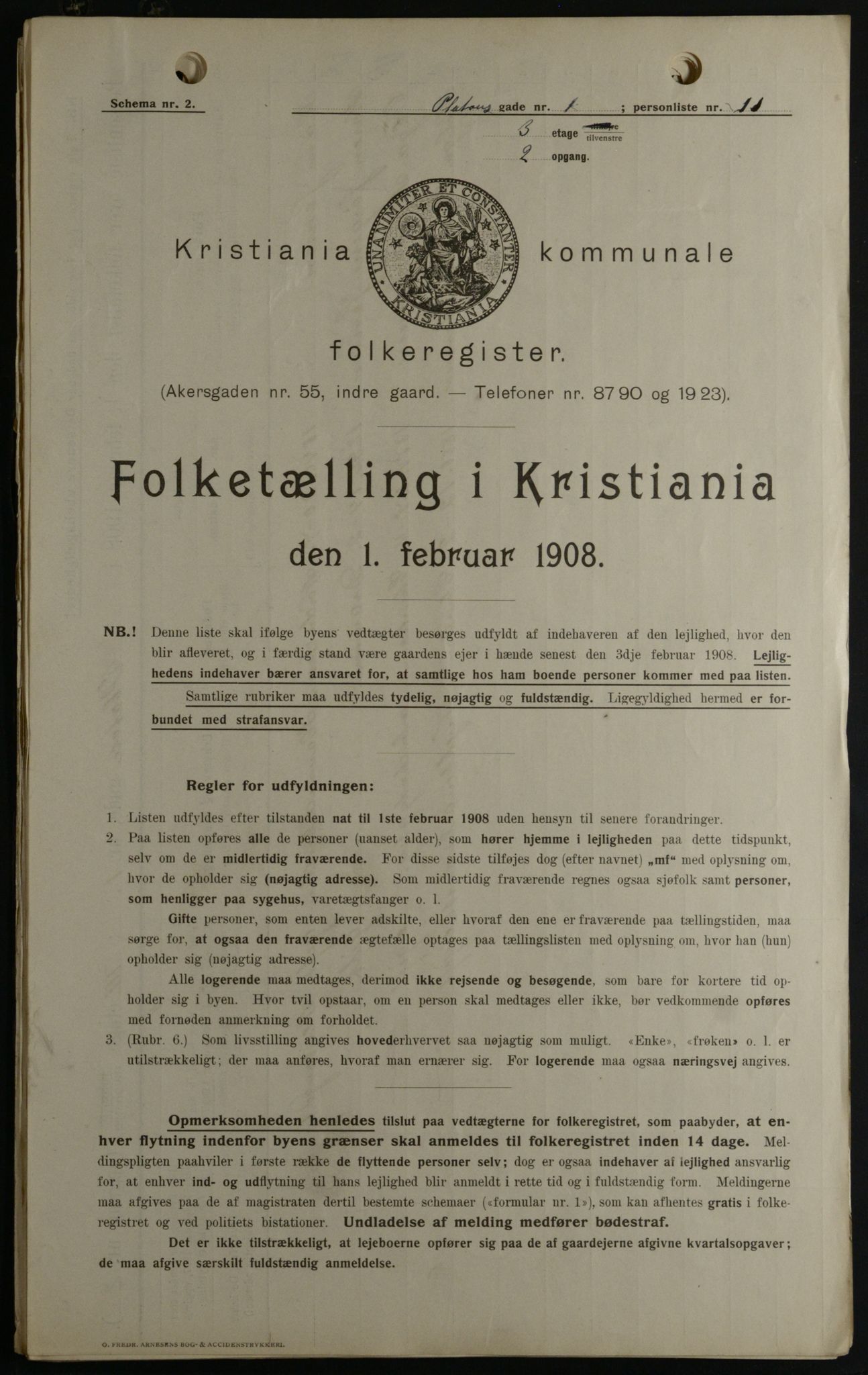 OBA, Kommunal folketelling 1.2.1908 for Kristiania kjøpstad, 1908, s. 71956