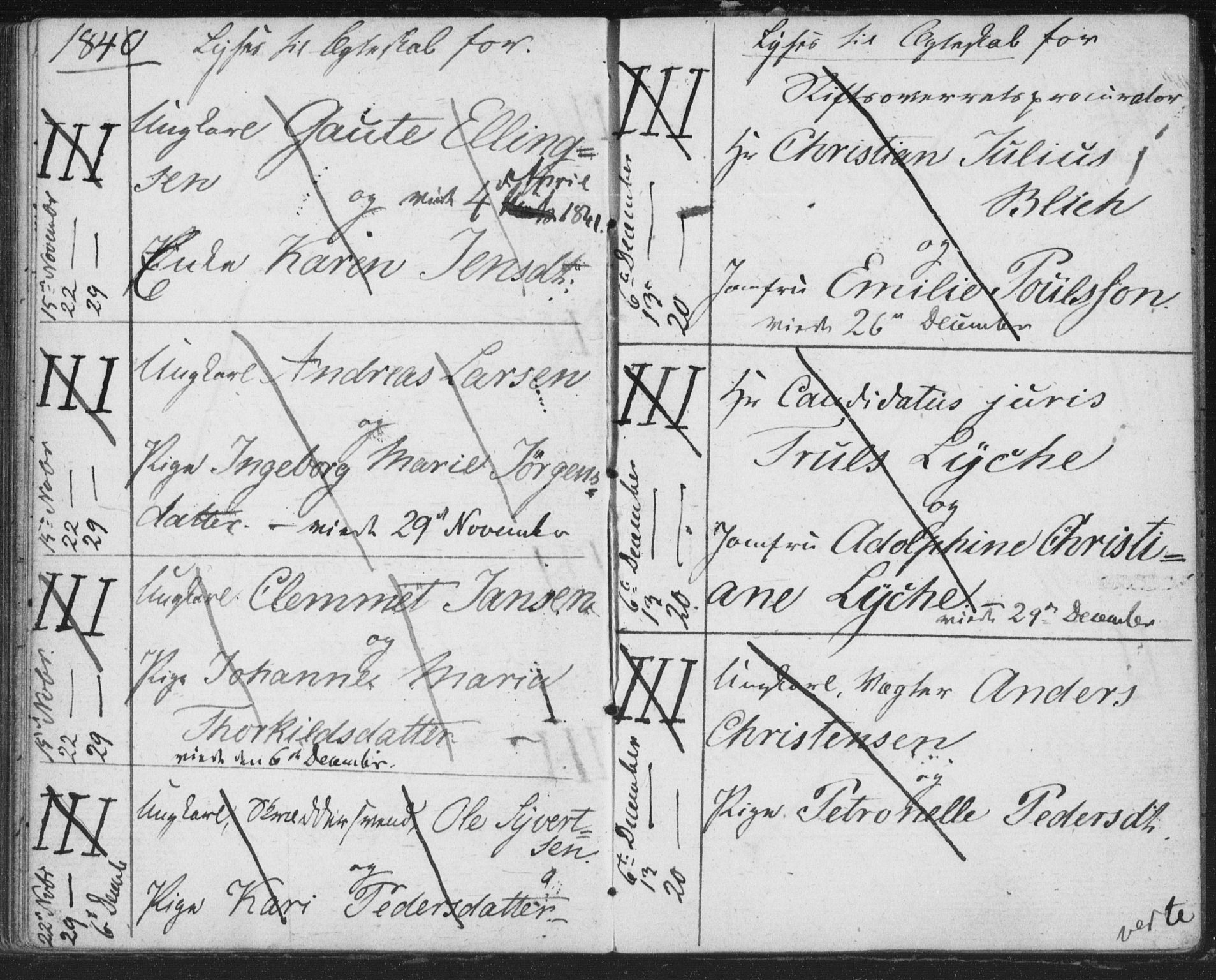 Bragernes kirkebøker, AV/SAKO-A-6/H/Ha/L0002: Lysningsprotokoll nr. 2, 1832-1846