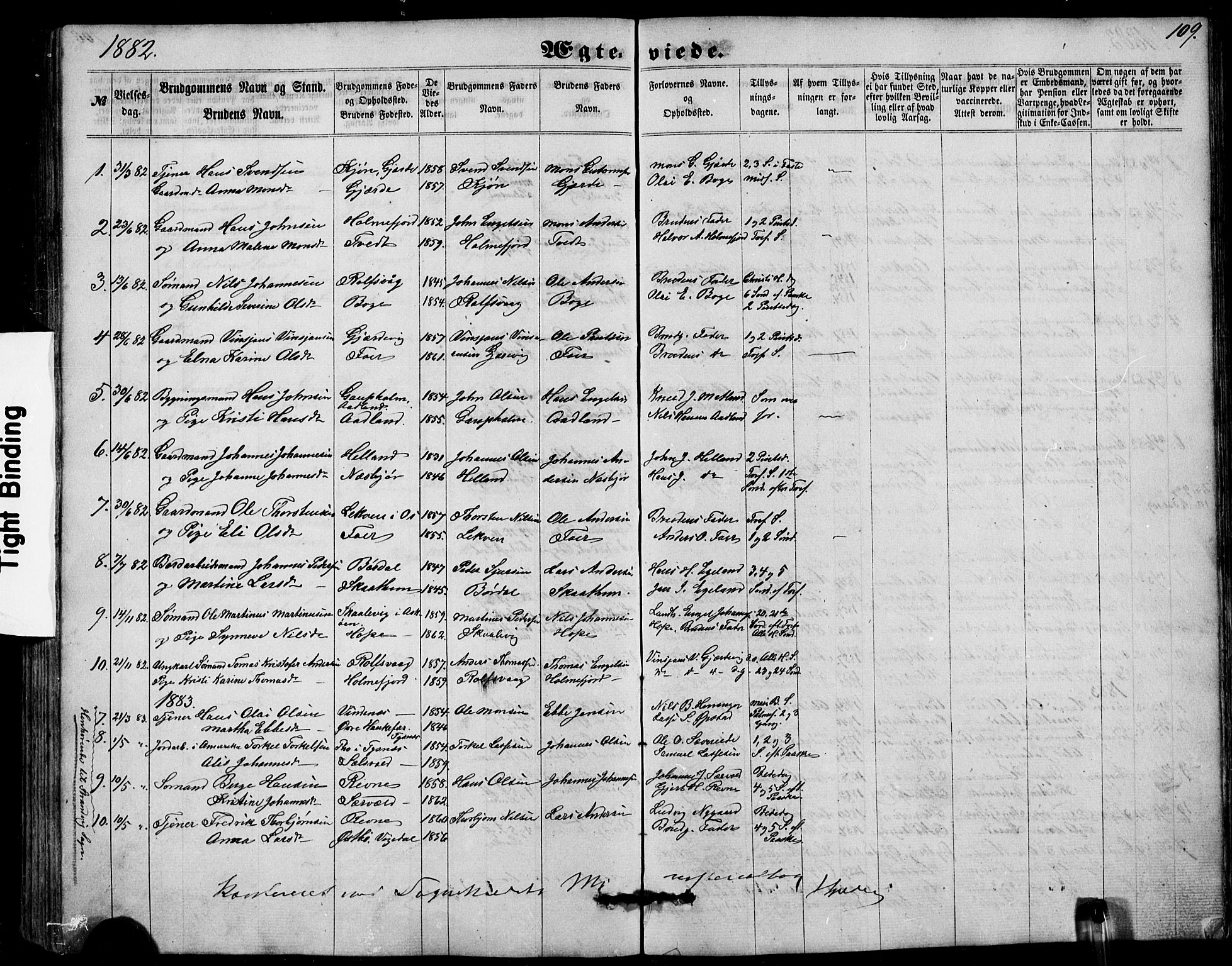 Fusa sokneprestembete, AV/SAB-A-75401/H/Hab: Klokkerbok nr. A 1, 1861-1894, s. 109