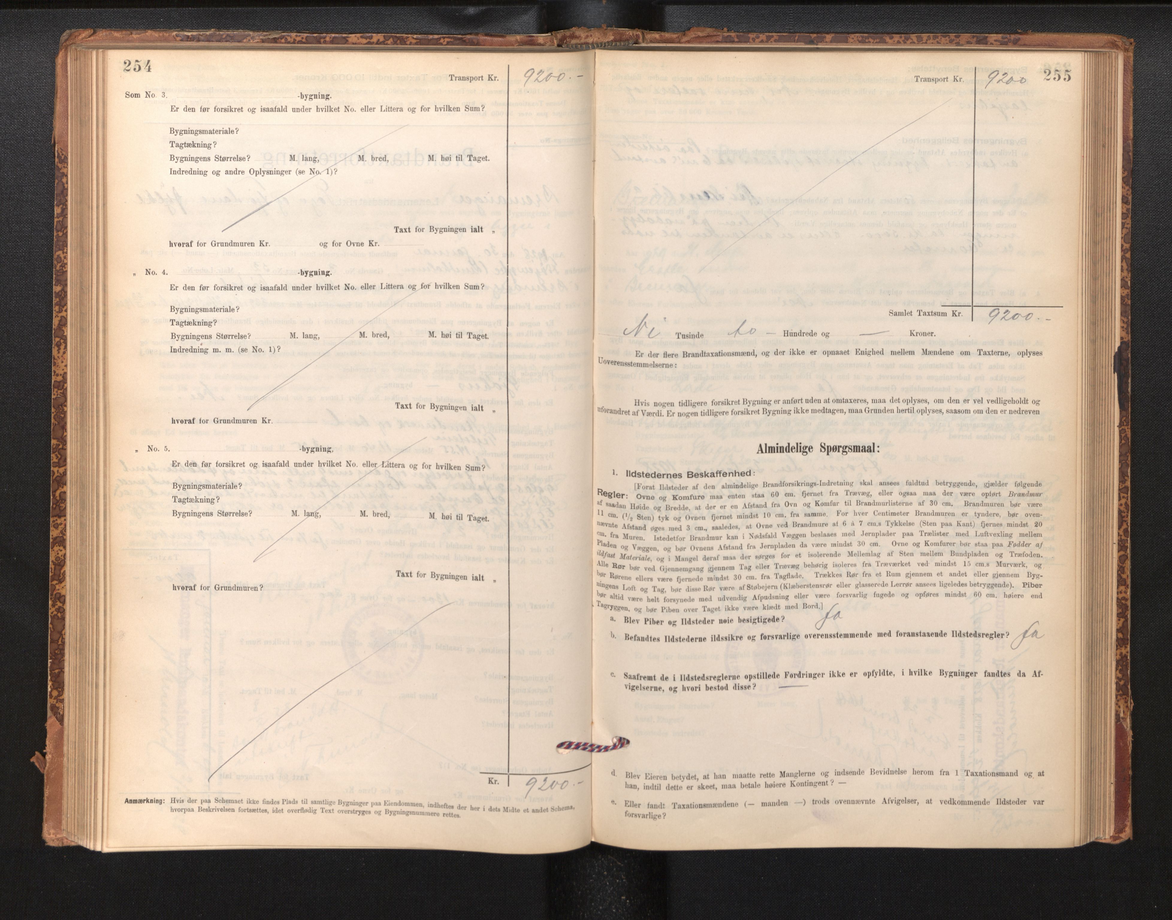 Lensmannen i Bremanger, SAB/A-26701/0012/L0007: Branntakstprotokoll, skjematakst, 1895-1936, s. 254-255