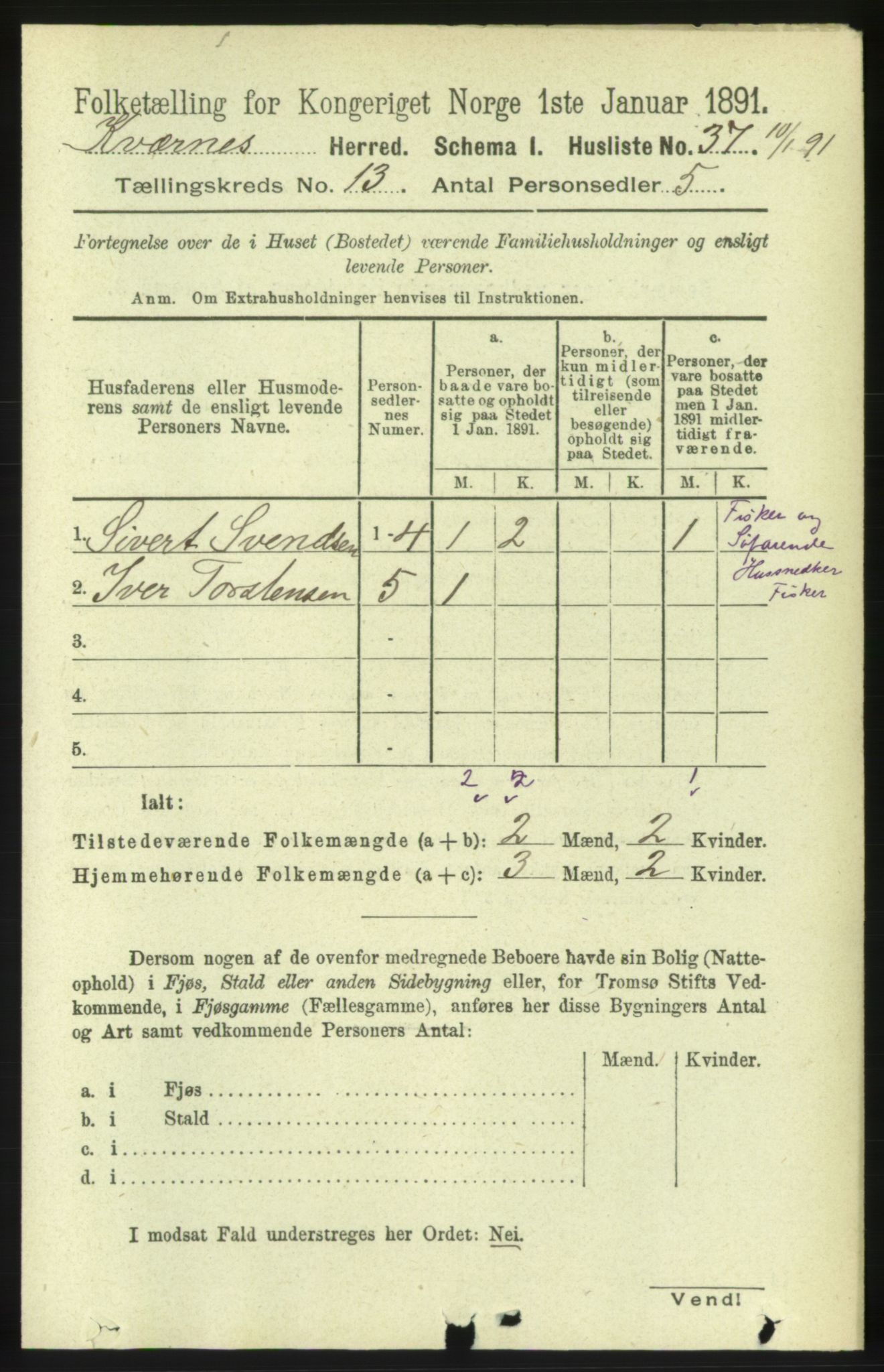 RA, Folketelling 1891 for 1553 Kvernes herred, 1891, s. 5421