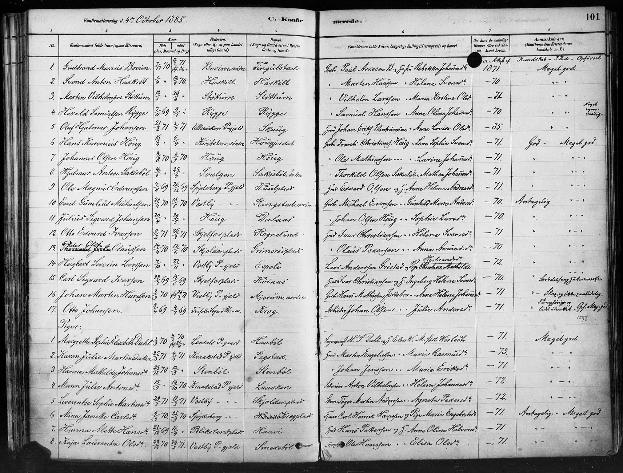 Hobøl prestekontor Kirkebøker, AV/SAO-A-2002/F/Fa/L0005: Ministerialbok nr. I 5, 1878-1904, s. 101