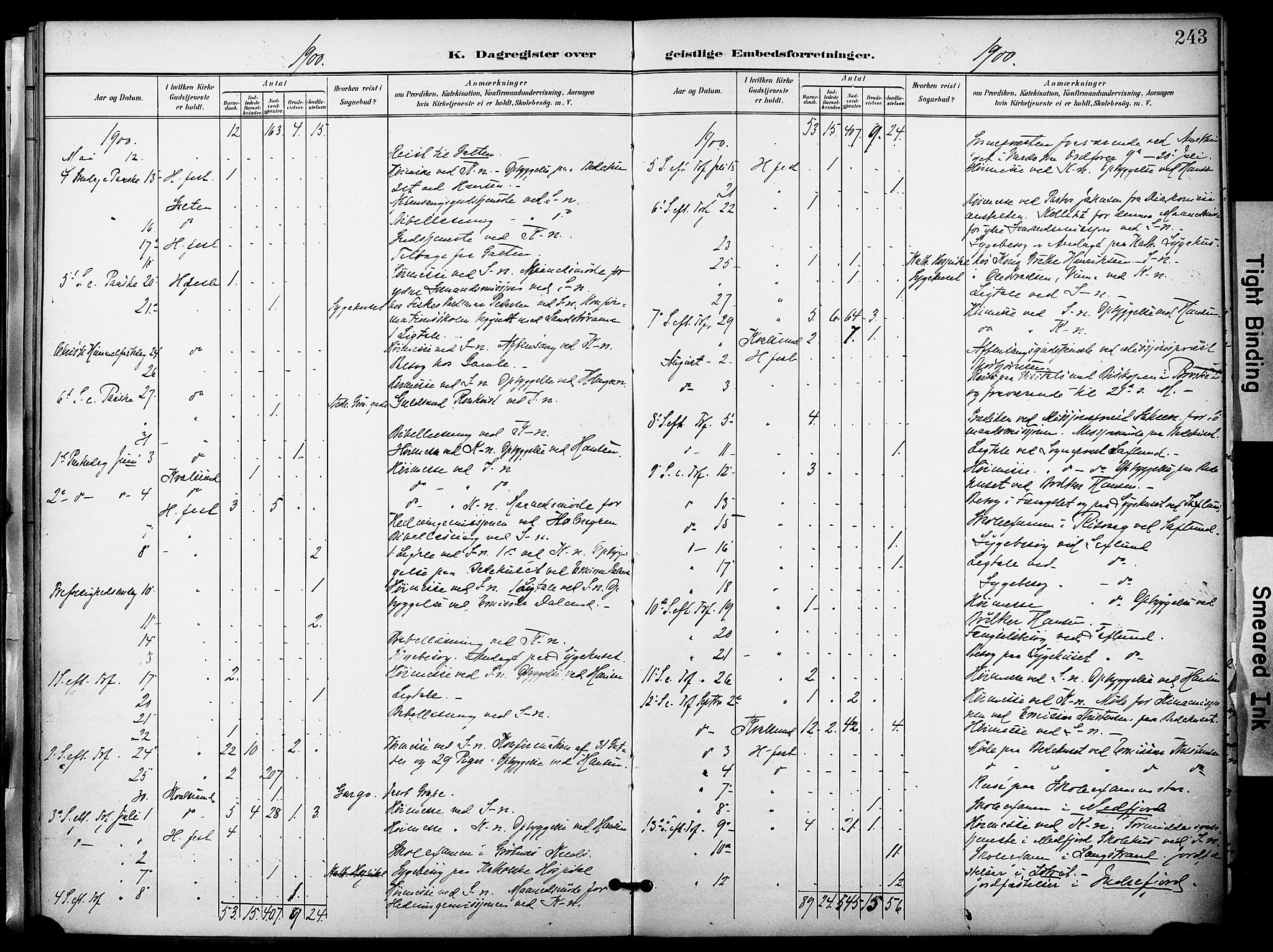 Hammerfest sokneprestkontor, AV/SATØ-S-1347/H/Ha/L0010.kirke: Ministerialbok nr. 10, 1898-1905, s. 243