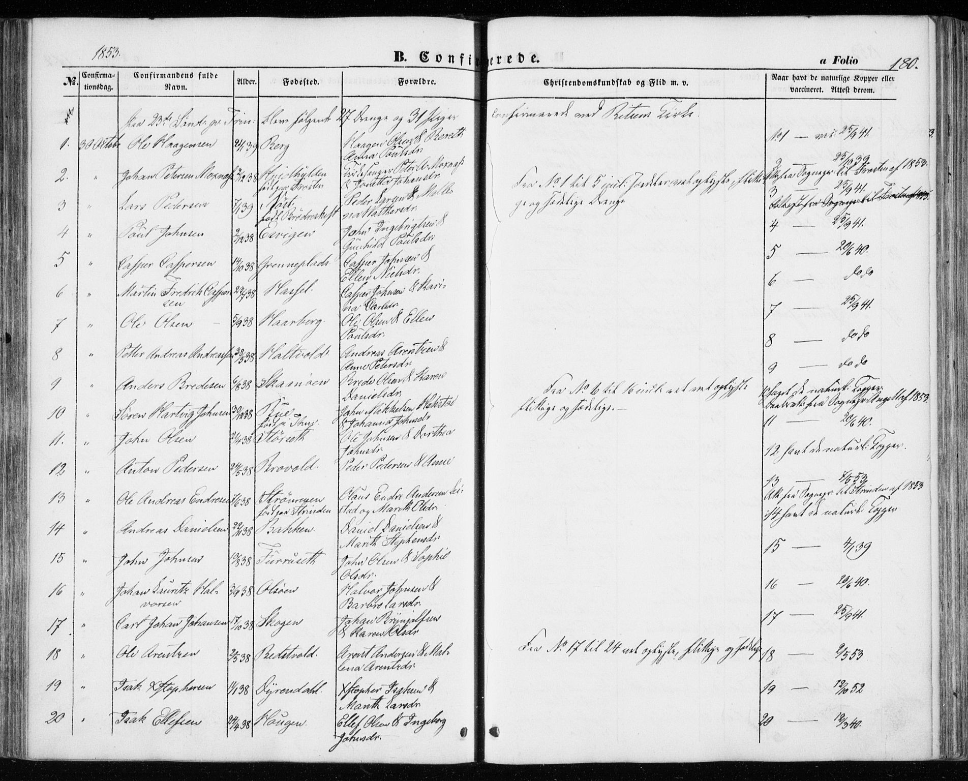 Ministerialprotokoller, klokkerbøker og fødselsregistre - Sør-Trøndelag, AV/SAT-A-1456/646/L0611: Ministerialbok nr. 646A09, 1848-1857, s. 180