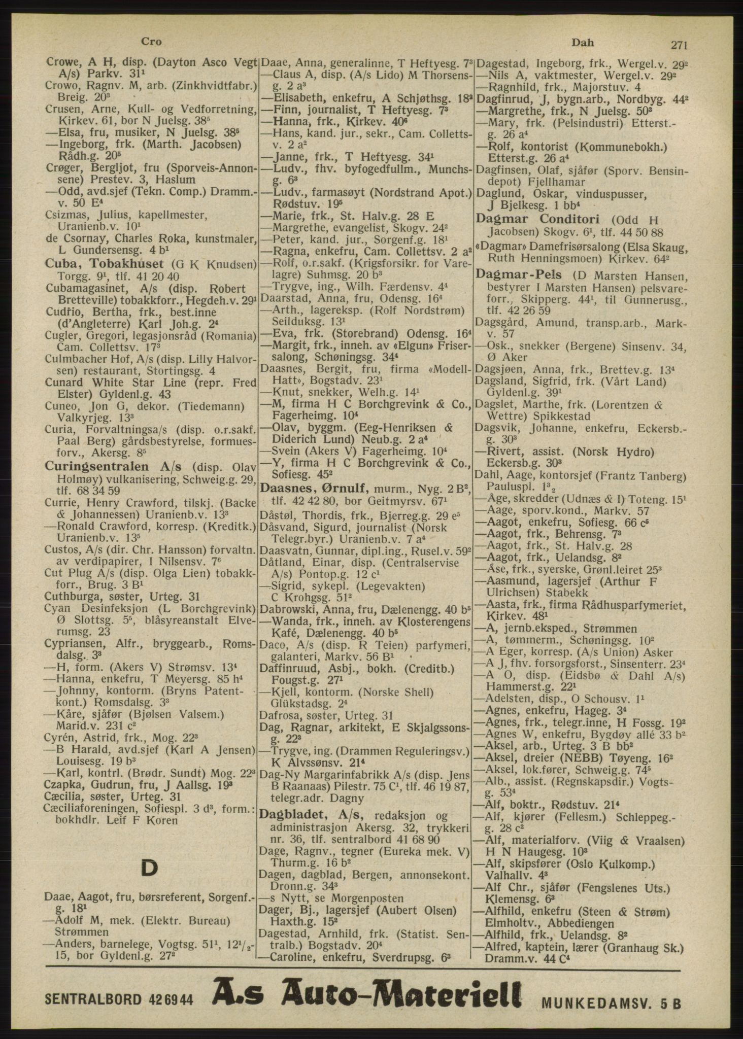Kristiania/Oslo adressebok, PUBL/-, 1947, s. 271