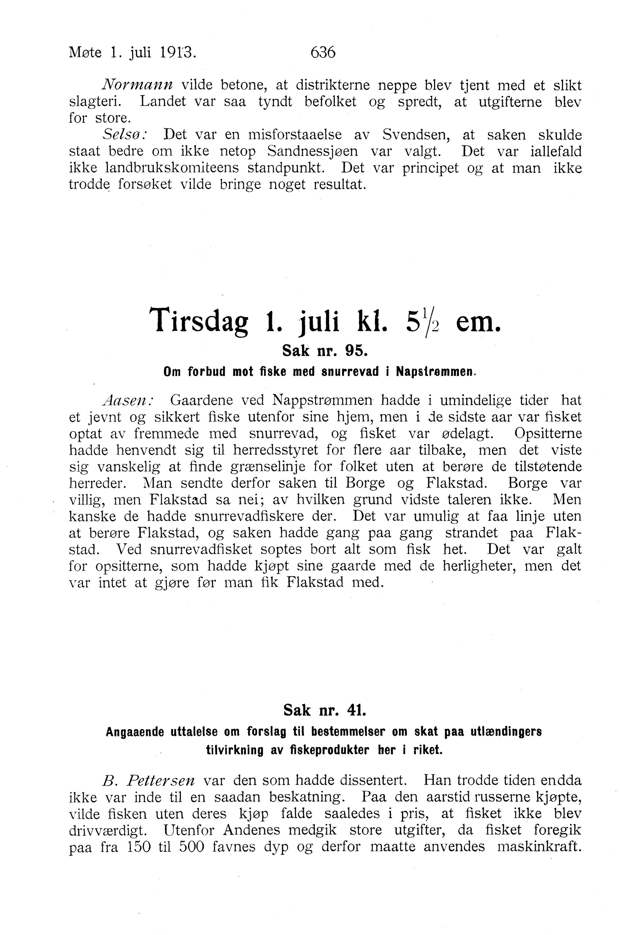 Nordland Fylkeskommune. Fylkestinget, AIN/NFK-17/176/A/Ac/L0036: Fylkestingsforhandlinger 1913, 1913