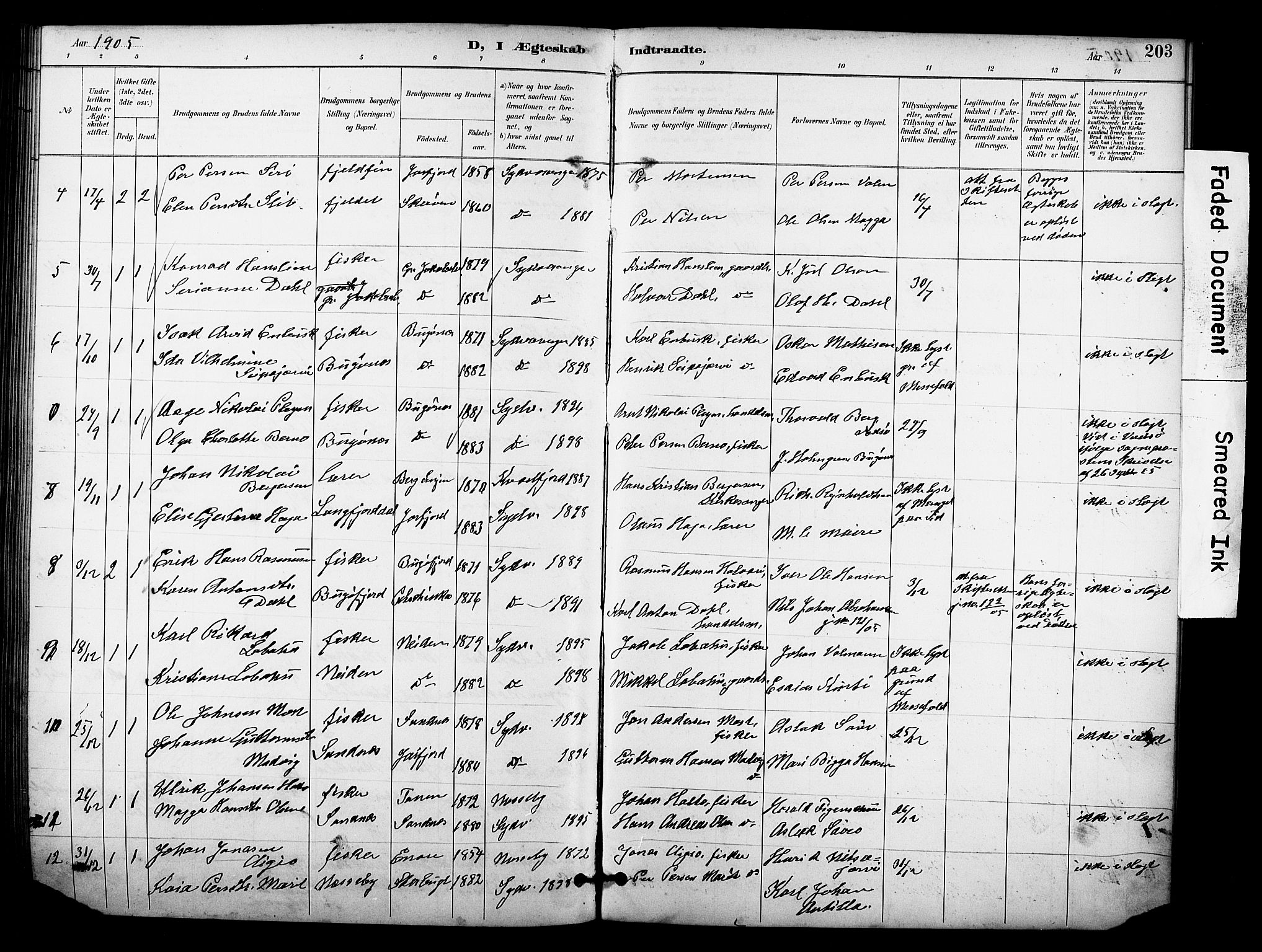 Sør-Varanger sokneprestkontor, AV/SATØ-S-1331/H/Hb/L0004klokker: Klokkerbok nr. 4, 1891-1912, s. 203