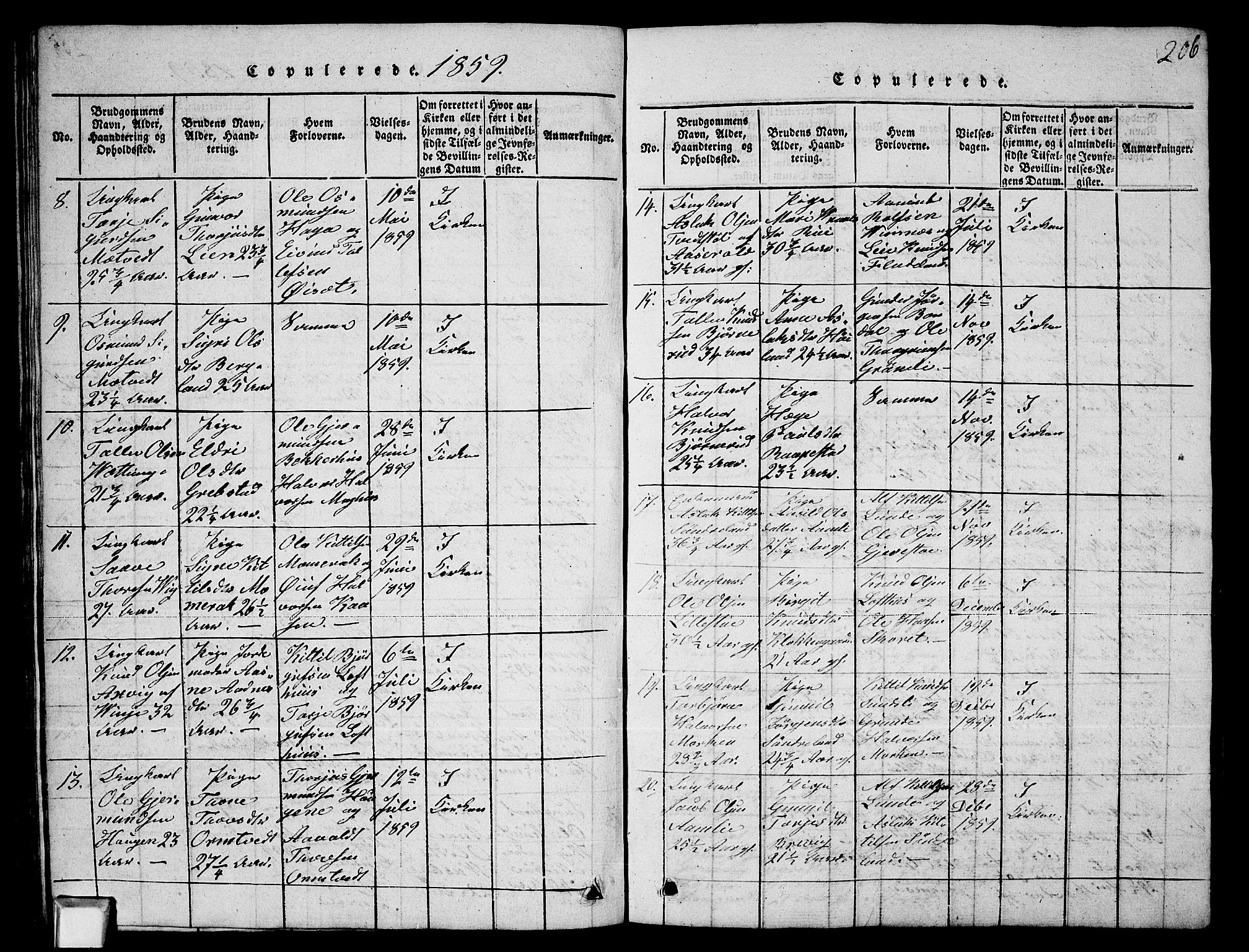 Fyresdal kirkebøker, AV/SAKO-A-263/G/Ga/L0003: Klokkerbok nr. I 3, 1815-1863, s. 206
