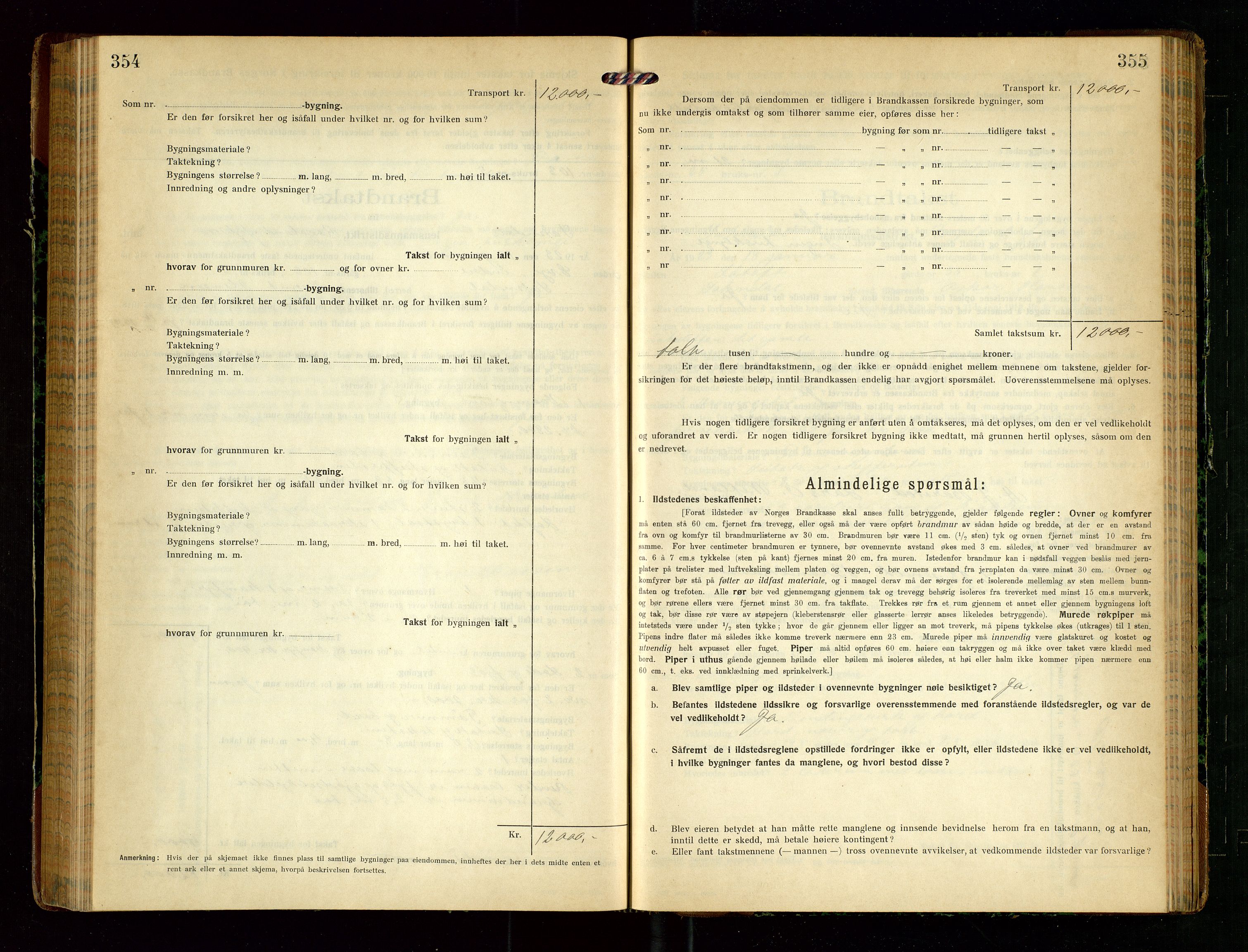 Sokndal lensmannskontor, AV/SAST-A-100417/Gob/L0005: "Brandtakst-Protokol", 1920-1924, s. 354-355