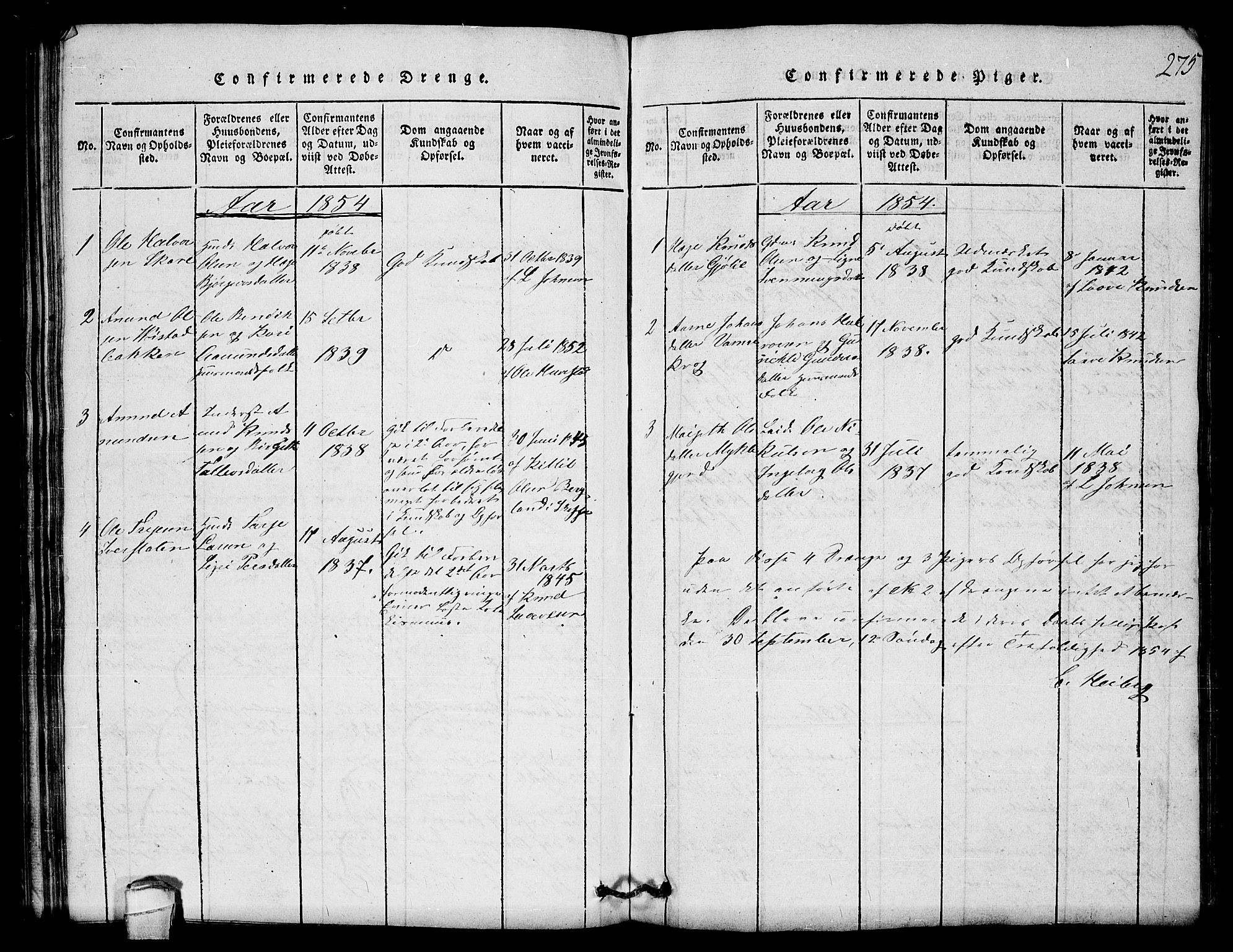 Lårdal kirkebøker, SAKO/A-284/G/Gb/L0001: Klokkerbok nr. II 1, 1815-1865, s. 275