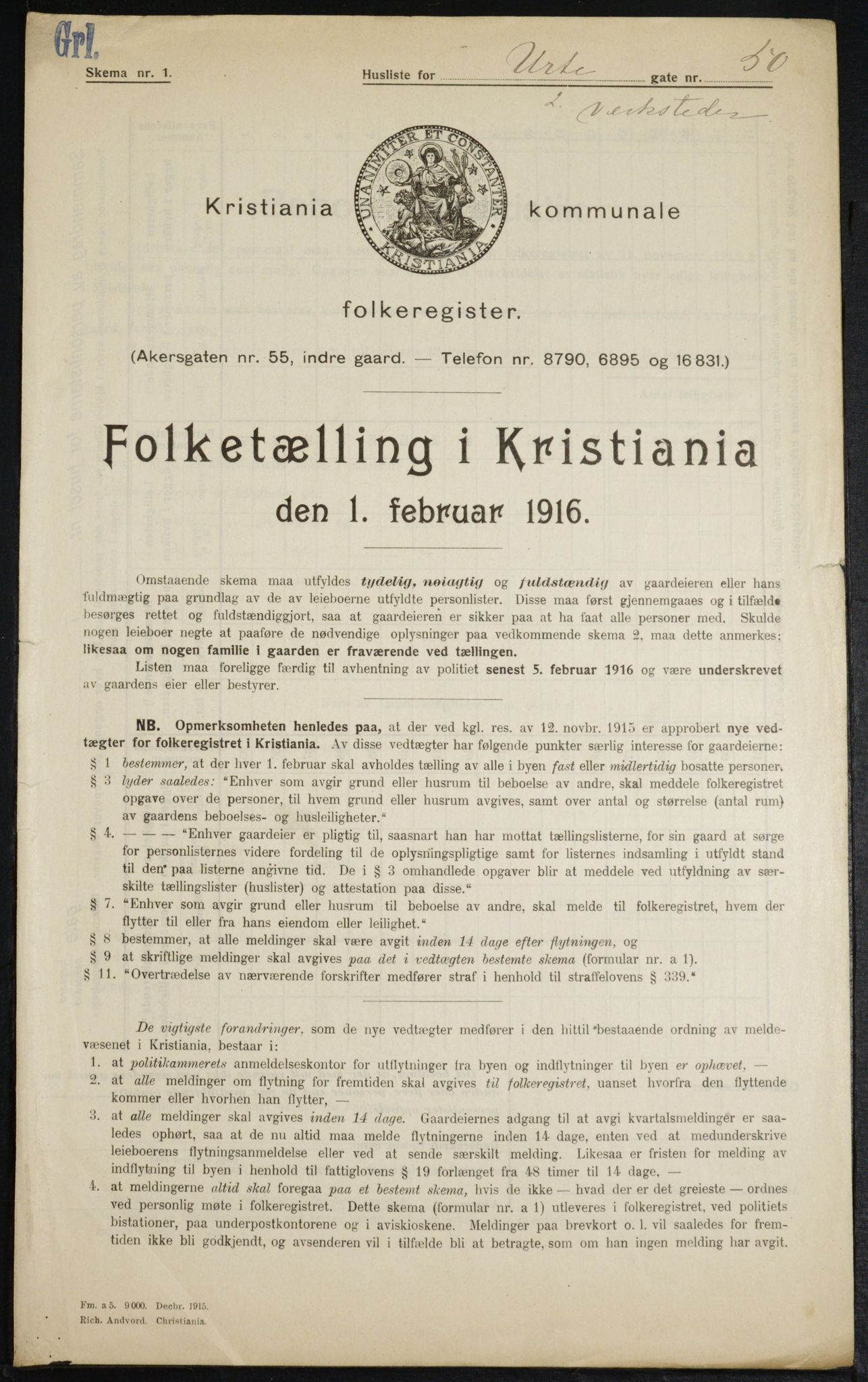 OBA, Kommunal folketelling 1.2.1916 for Kristiania, 1916, s. 125051