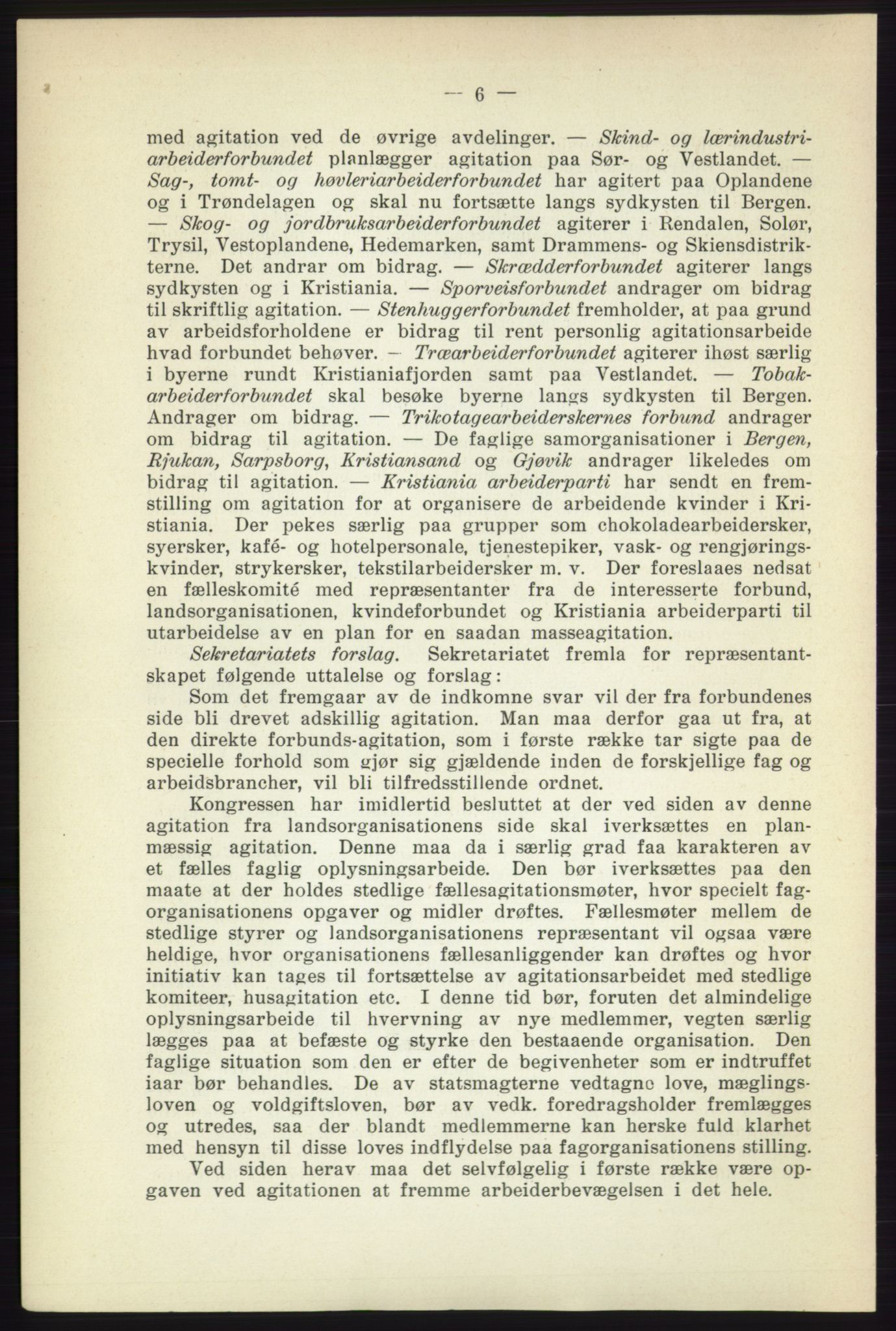 Landsorganisasjonen i Norge - publikasjoner, AAB/-/-/-: Landsorganisationens beretning for 1916, 1916, s. 6