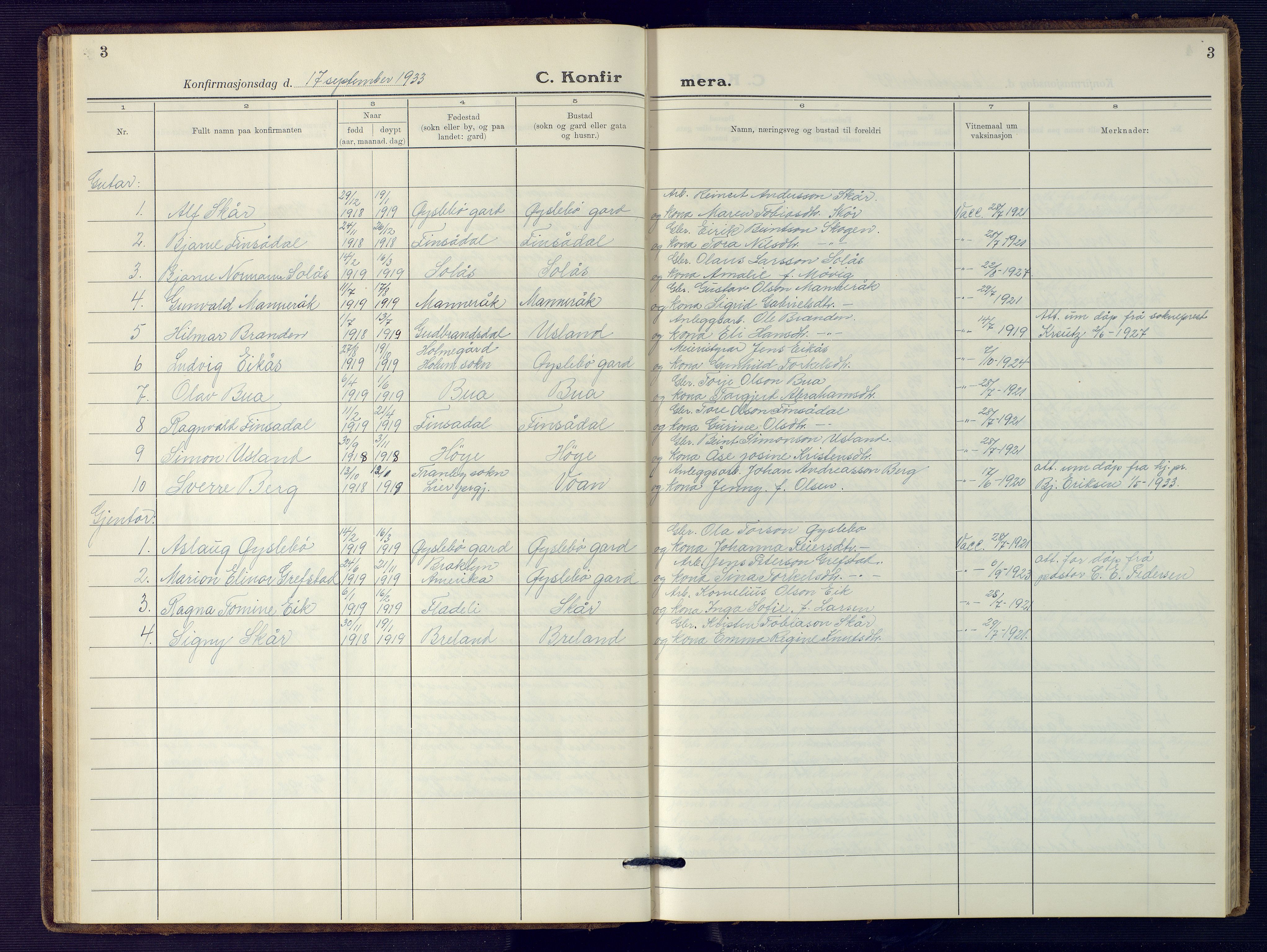 Holum sokneprestkontor, AV/SAK-1111-0022/F/Fb/Fbc/L0005: Klokkerbok nr. B 5, 1931-1945, s. 3