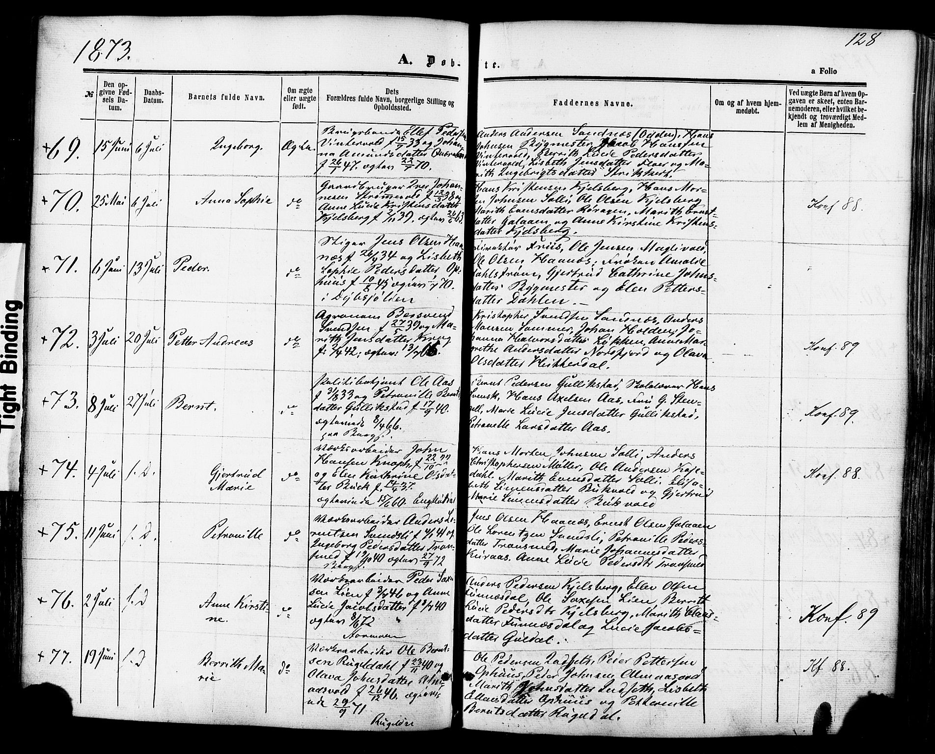 Ministerialprotokoller, klokkerbøker og fødselsregistre - Sør-Trøndelag, SAT/A-1456/681/L0932: Ministerialbok nr. 681A10, 1860-1878, s. 128