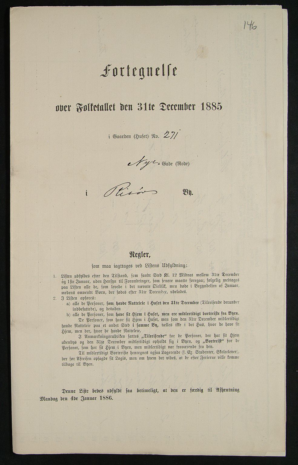 SAK, Folketelling 1885 for 0901 Risør kjøpstad, 1885, s. 146