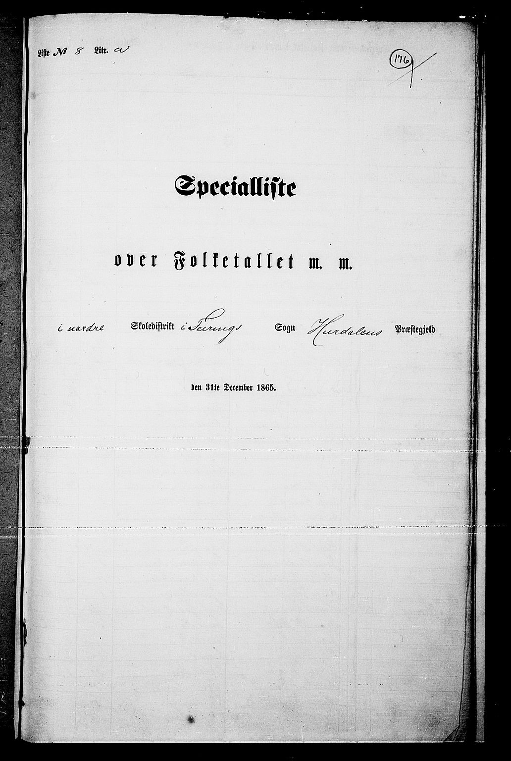 RA, Folketelling 1865 for 0239P Hurdal prestegjeld, 1865, s. 146