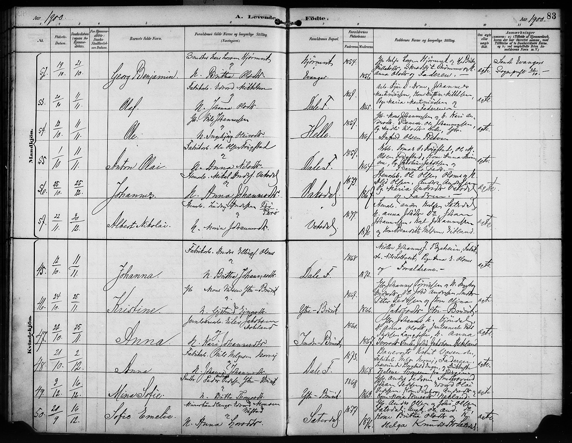 Bruvik Sokneprestembete, AV/SAB-A-74701/H/Haa: Ministerialbok nr. B 2, 1893-1903, s. 83
