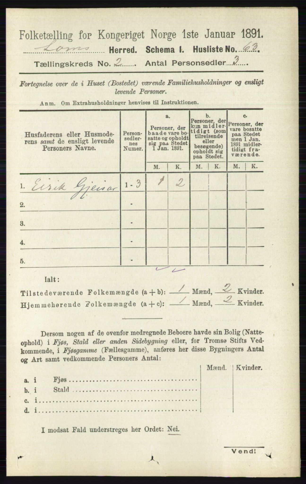 RA, Folketelling 1891 for 0514 Lom herred, 1891, s. 781