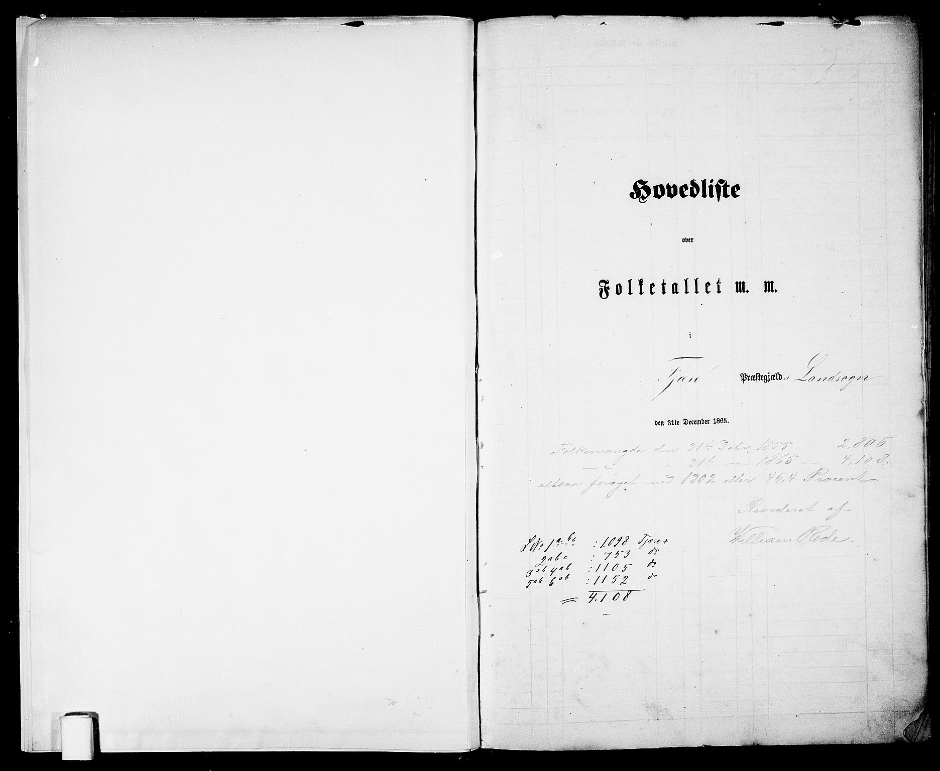 RA, Folketelling 1865 for 0923L Fjære prestegjeld, Fjære sokn, 1865, s. 5