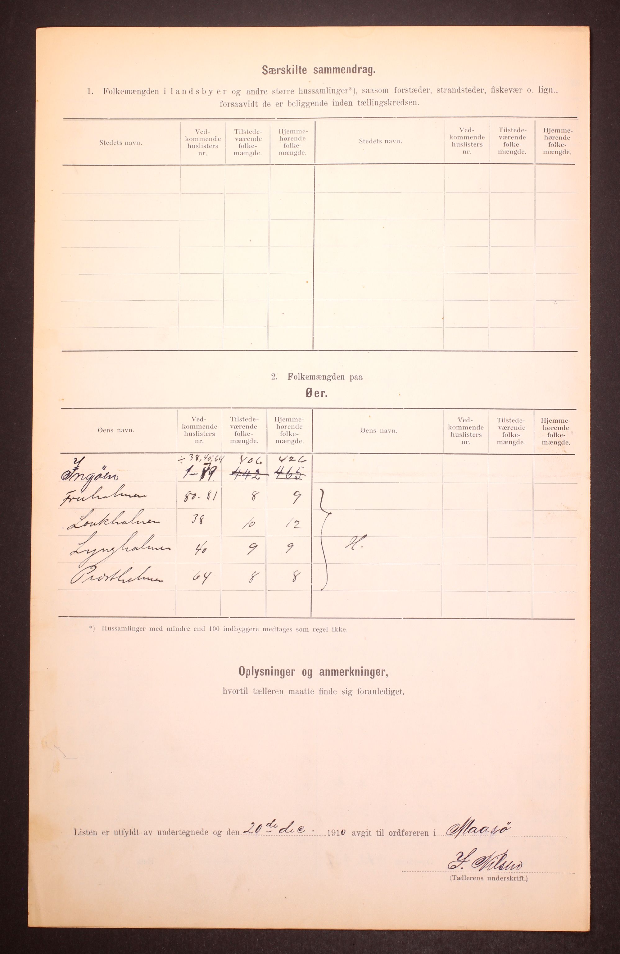 RA, Folketelling 1910 for 2018 Måsøy herred, 1910, s. 9
