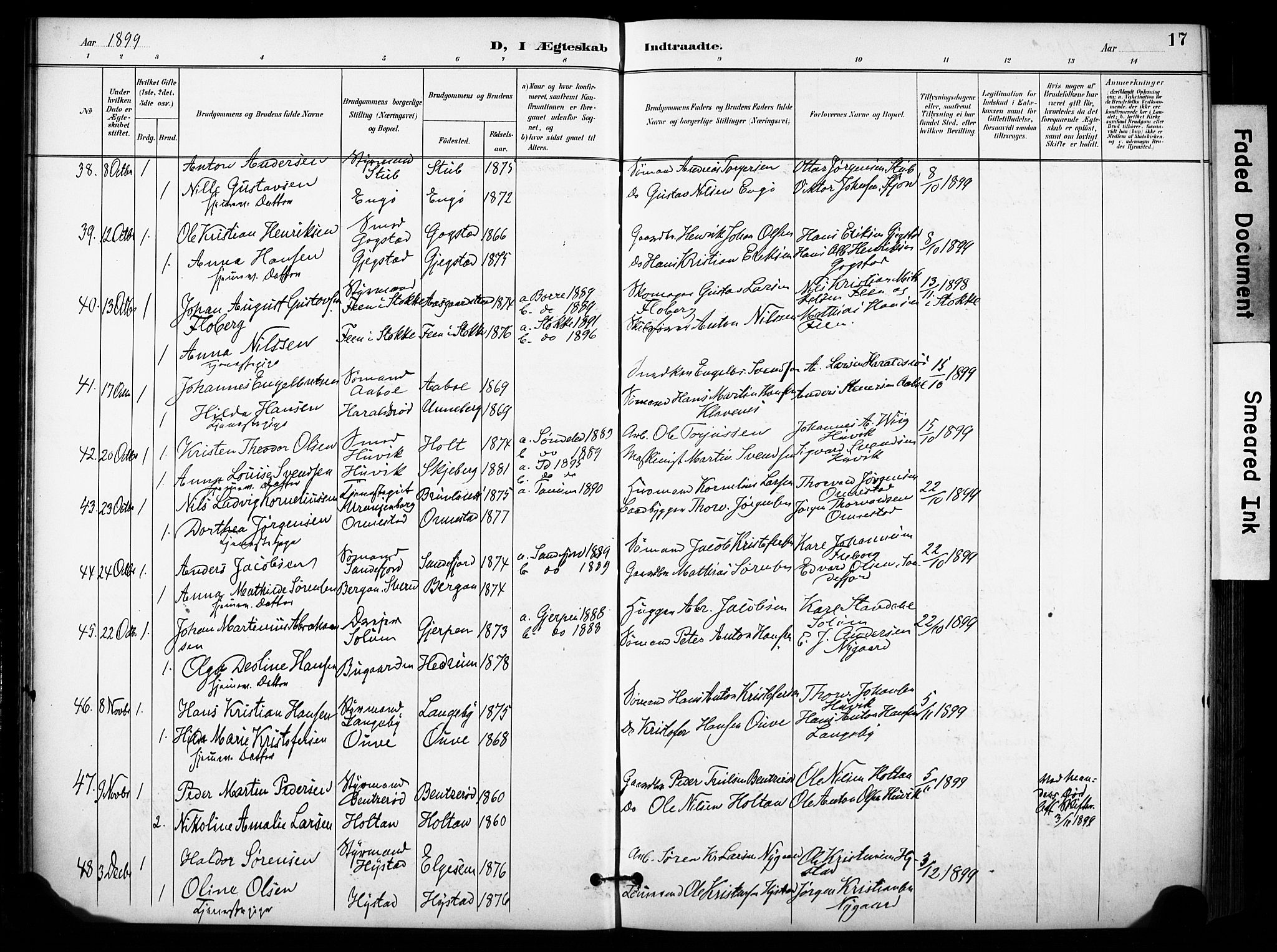 Sandar kirkebøker, AV/SAKO-A-243/F/Fa/L0015: Ministerialbok nr. 15, 1896-1907, s. 17