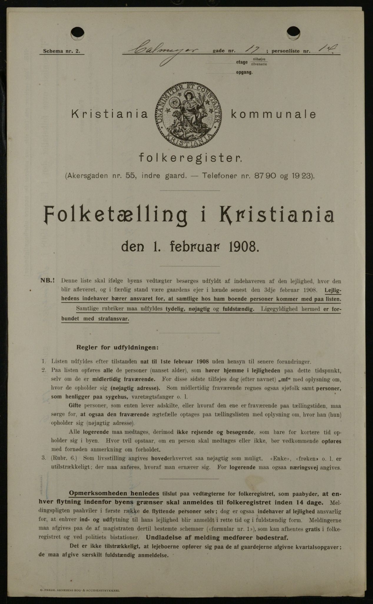 OBA, Kommunal folketelling 1.2.1908 for Kristiania kjøpstad, 1908, s. 10850