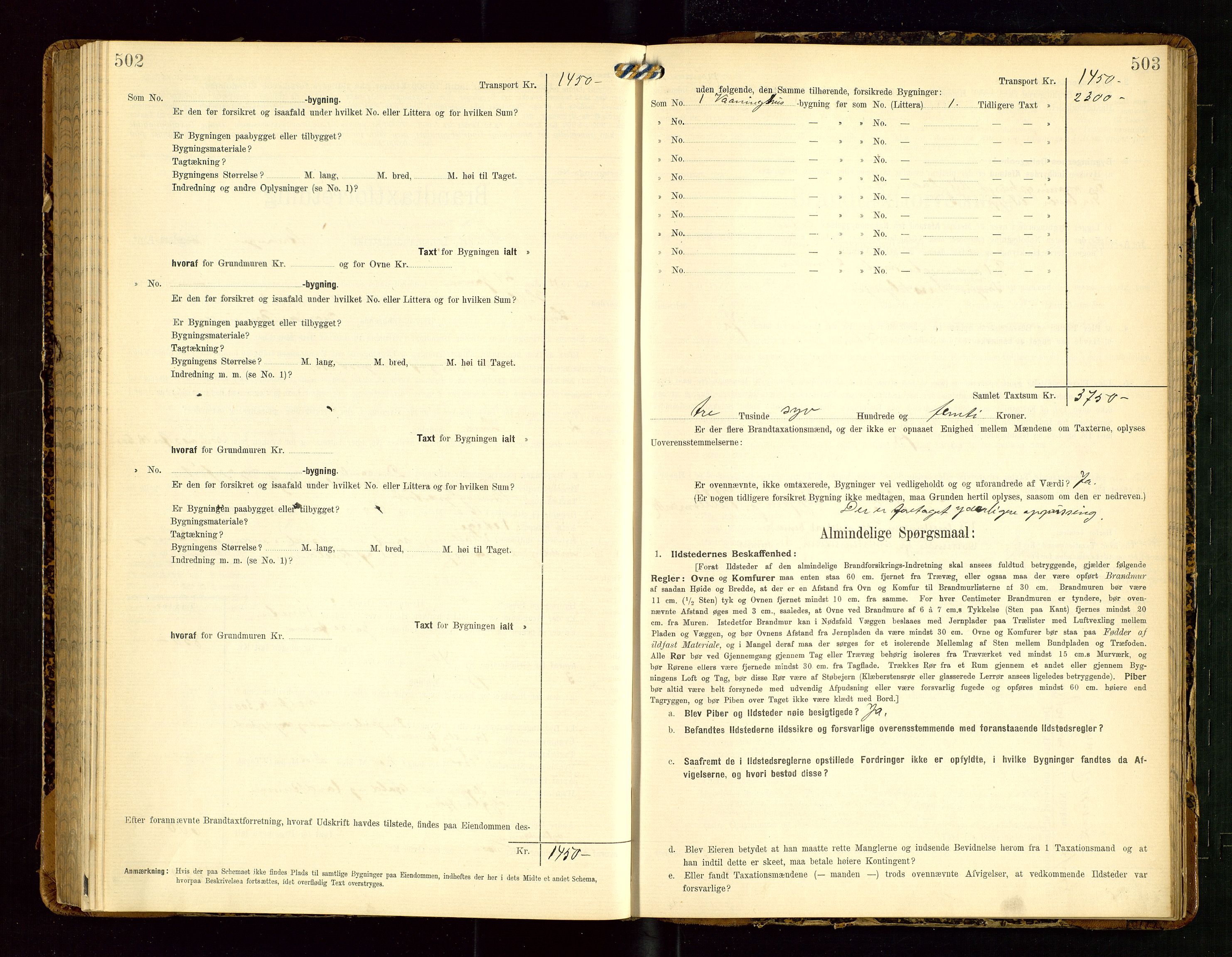 Lund lensmannskontor, SAST/A-100303/Gob/L0002: "Brandtakstprotokol", 1908-1918, s. 502-503