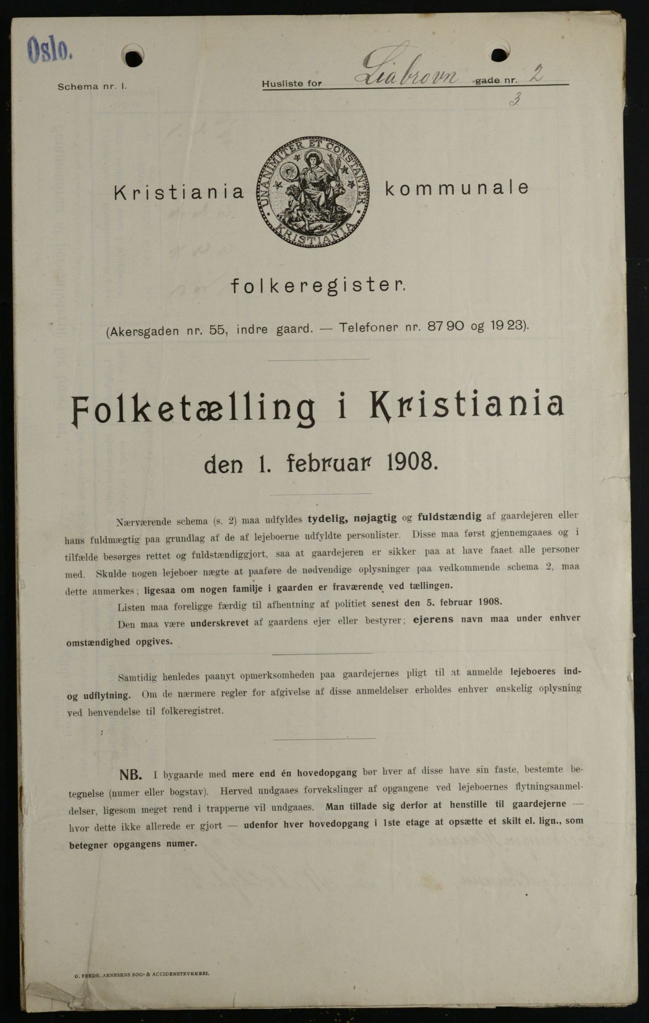 OBA, Kommunal folketelling 1.2.1908 for Kristiania kjøpstad, 1908, s. 51883
