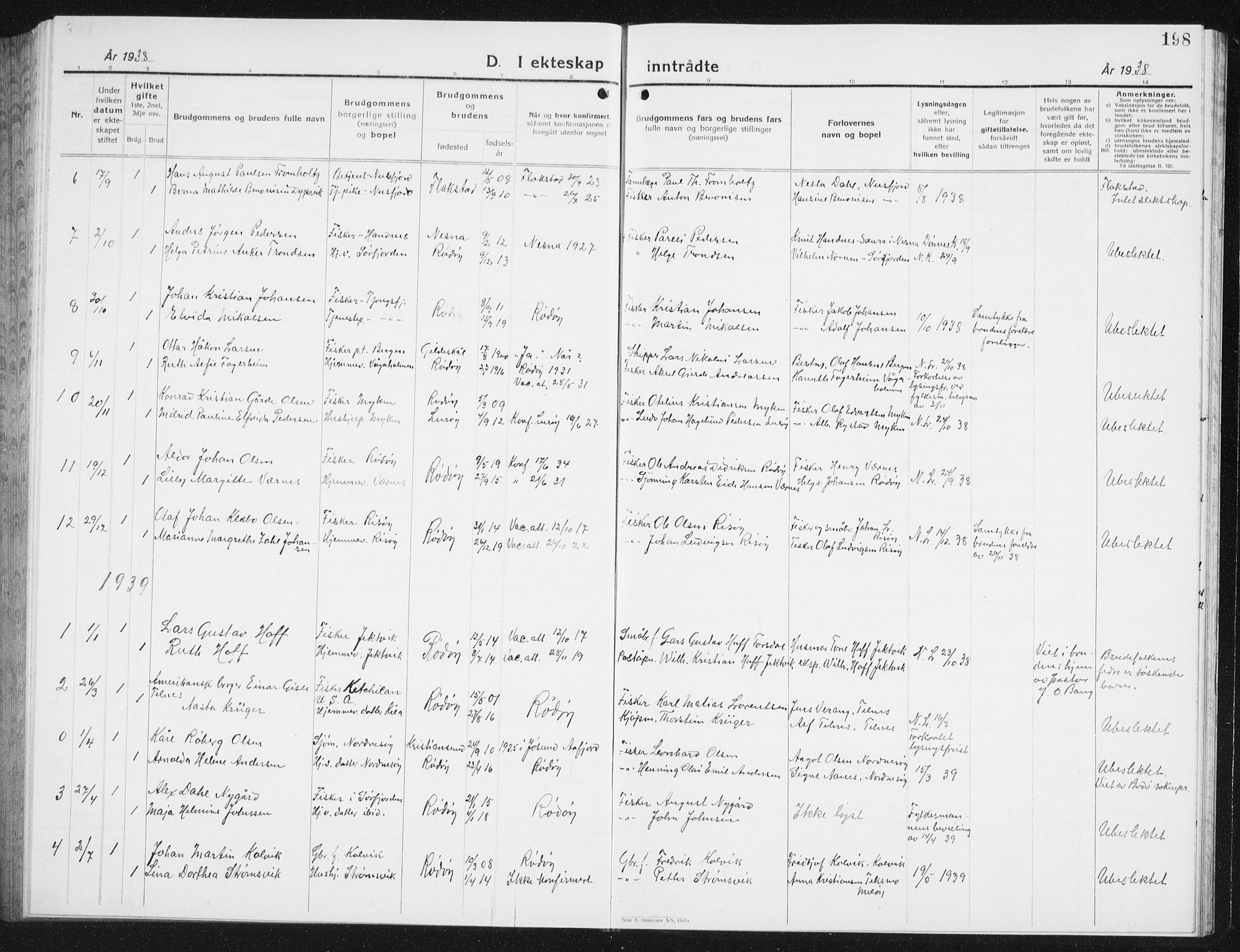 Ministerialprotokoller, klokkerbøker og fødselsregistre - Nordland, SAT/A-1459/841/L0622: Klokkerbok nr. 841C06, 1924-1942, s. 198