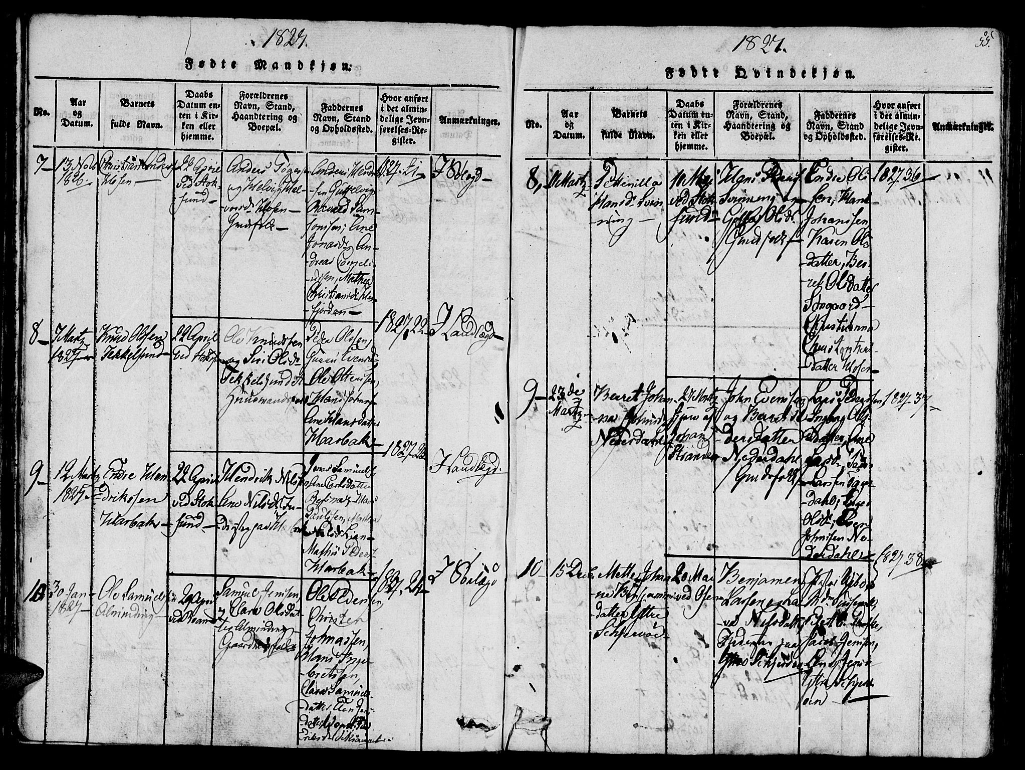 Ministerialprotokoller, klokkerbøker og fødselsregistre - Sør-Trøndelag, SAT/A-1456/657/L0702: Ministerialbok nr. 657A03, 1818-1831, s. 55