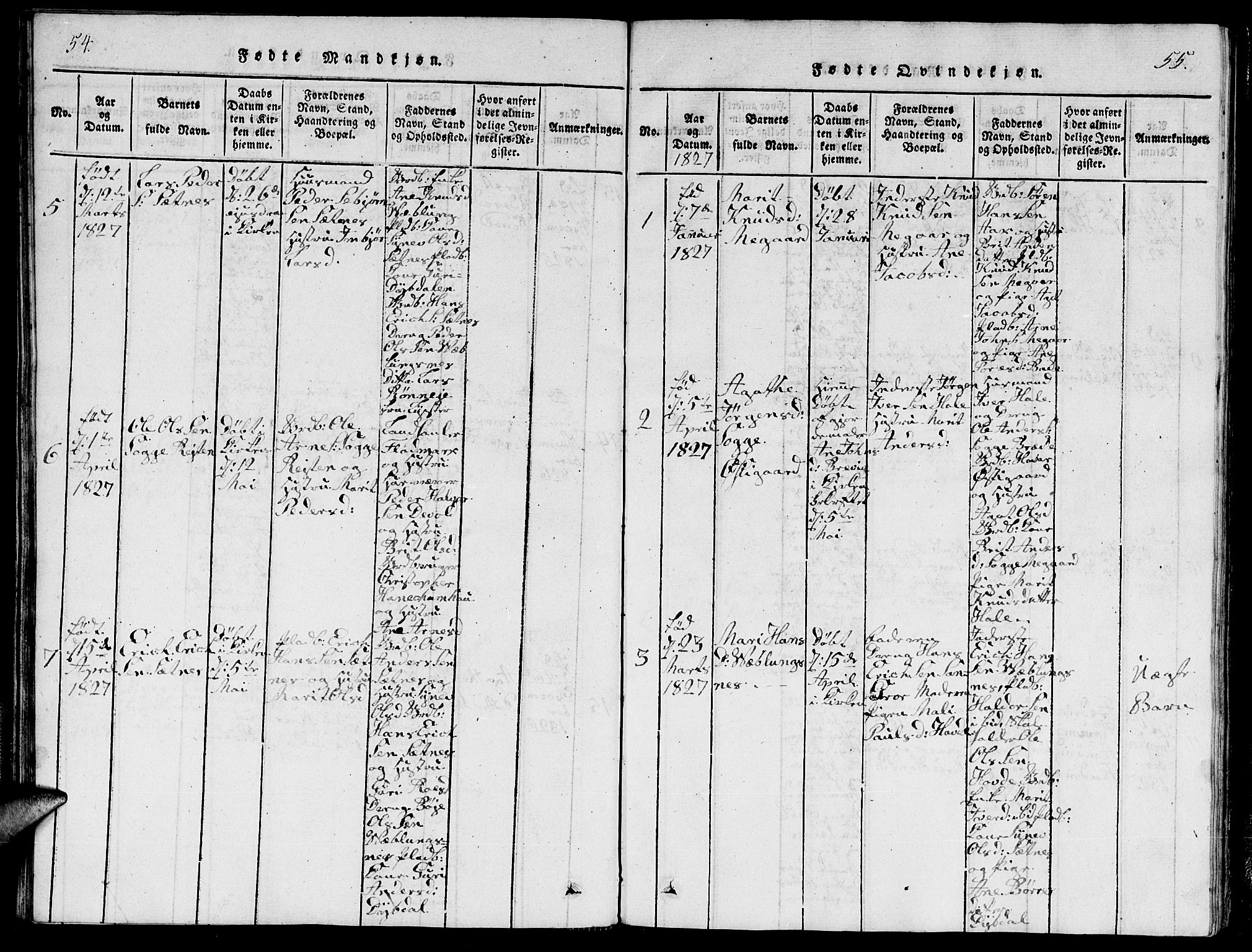 Ministerialprotokoller, klokkerbøker og fødselsregistre - Møre og Romsdal, AV/SAT-A-1454/544/L0579: Klokkerbok nr. 544C01, 1818-1836, s. 54-55