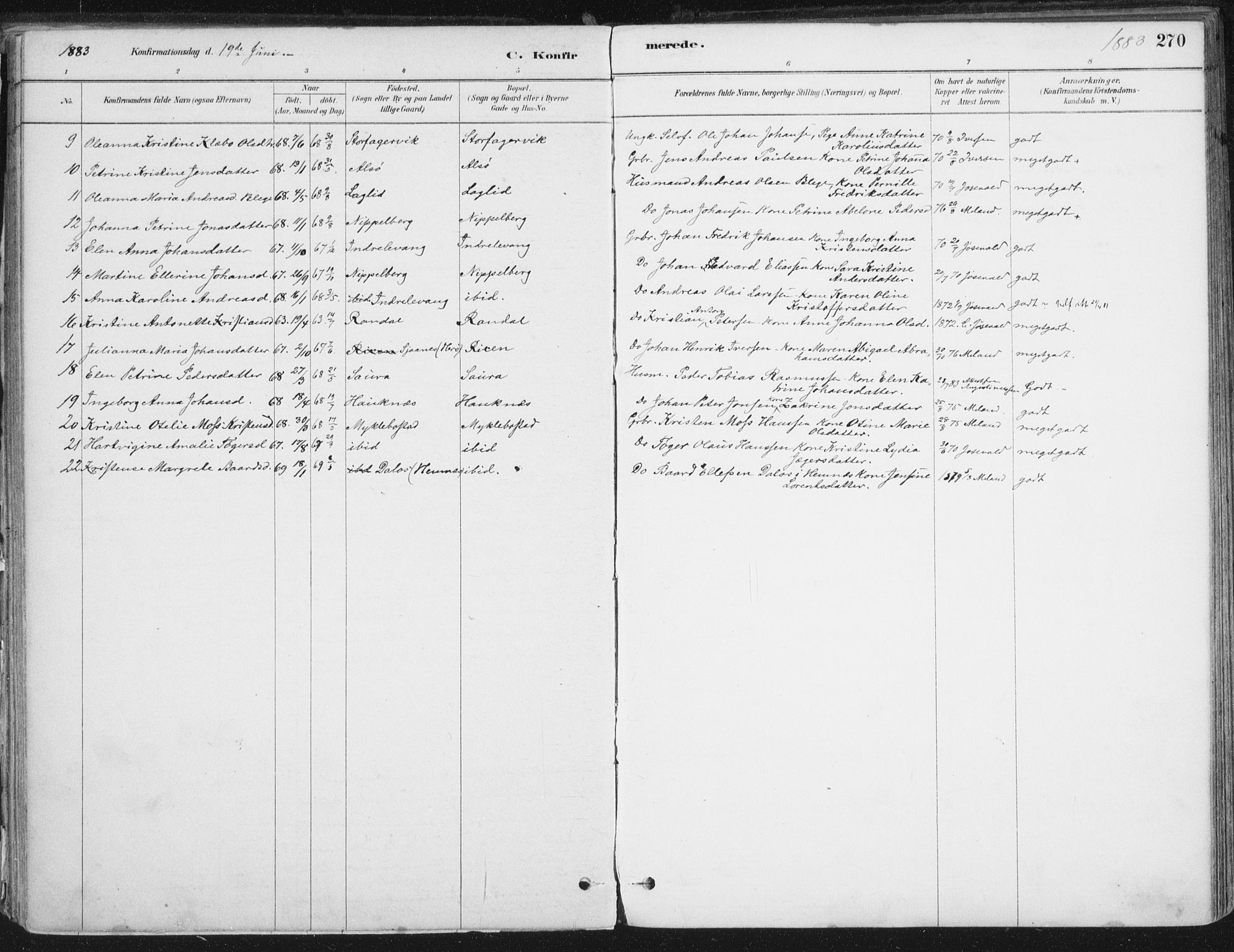 Ministerialprotokoller, klokkerbøker og fødselsregistre - Nordland, AV/SAT-A-1459/838/L0552: Ministerialbok nr. 838A10, 1880-1910, s. 270