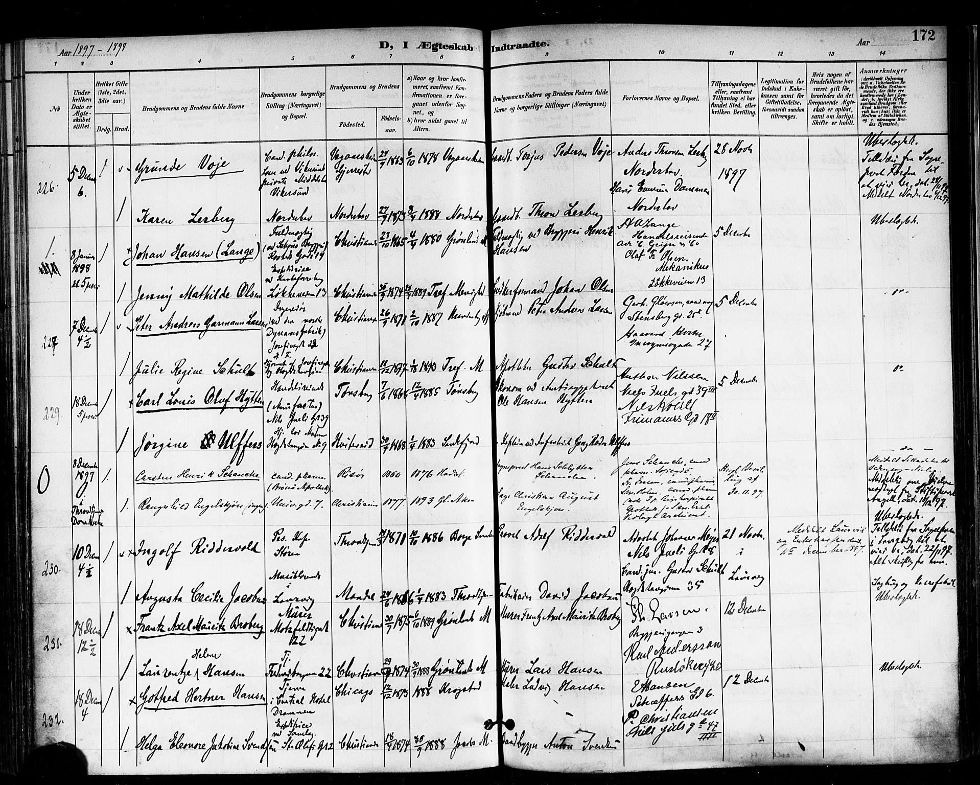 Trefoldighet prestekontor Kirkebøker, AV/SAO-A-10882/F/Fc/L0004: Ministerialbok nr. III 4, 1891-1900, s. 172
