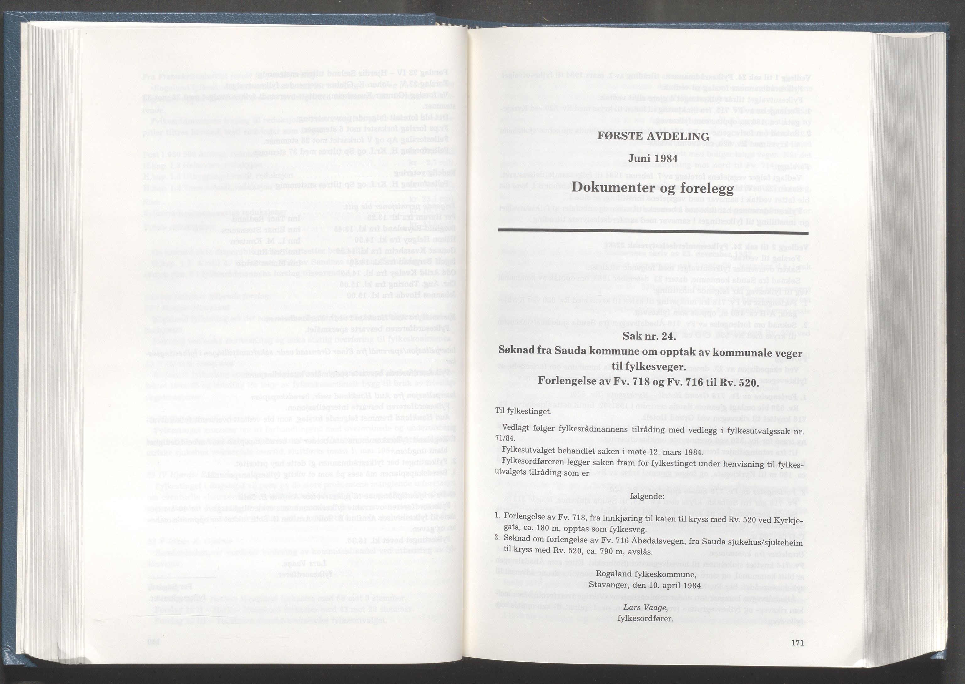 Rogaland fylkeskommune - Fylkesrådmannen , IKAR/A-900/A/Aa/Aaa/L0104: Møtebok , 1984, s. 170-171