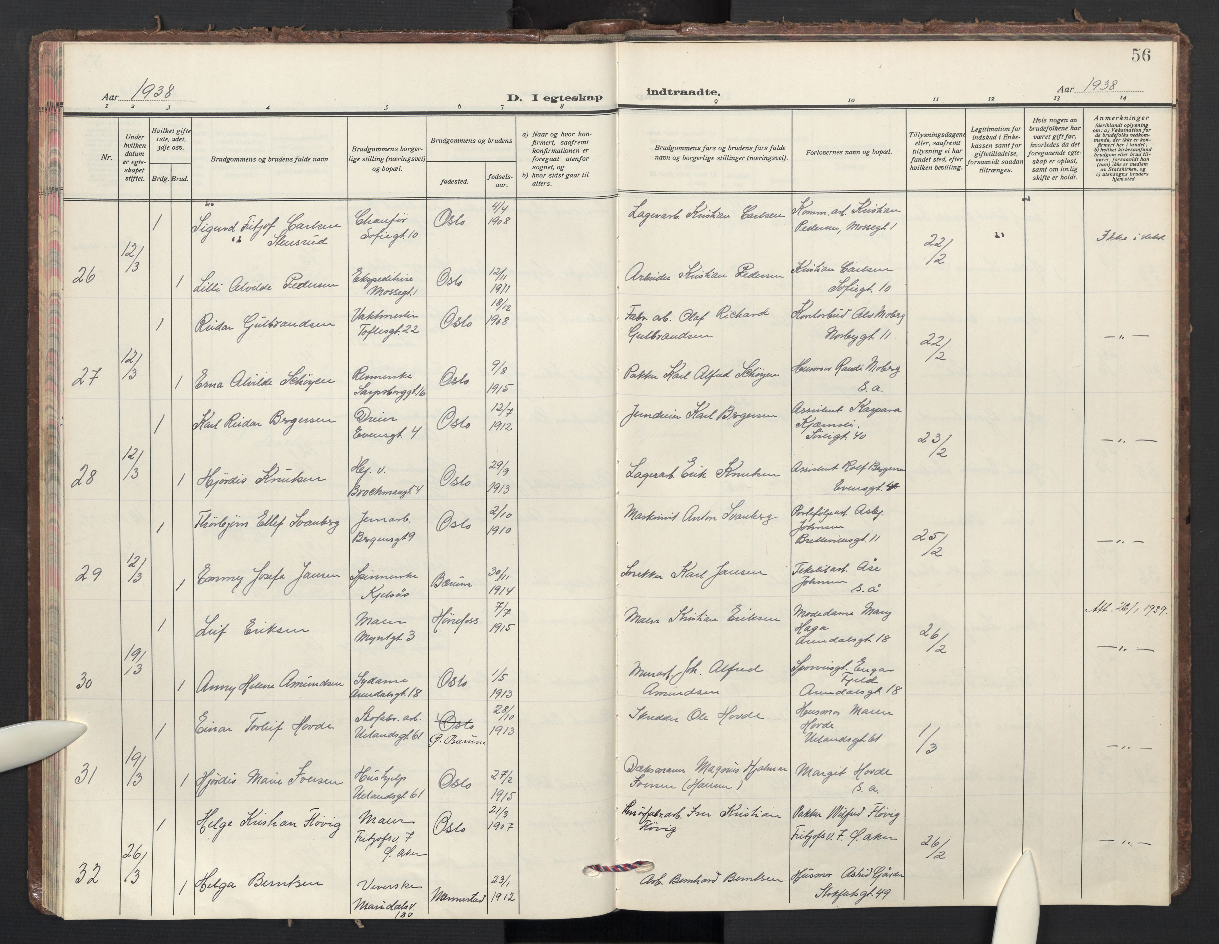 Sagene prestekontor Kirkebøker, AV/SAO-A-10796/F/L0018: Ministerialbok nr. 18, 1935-1940, s. 56