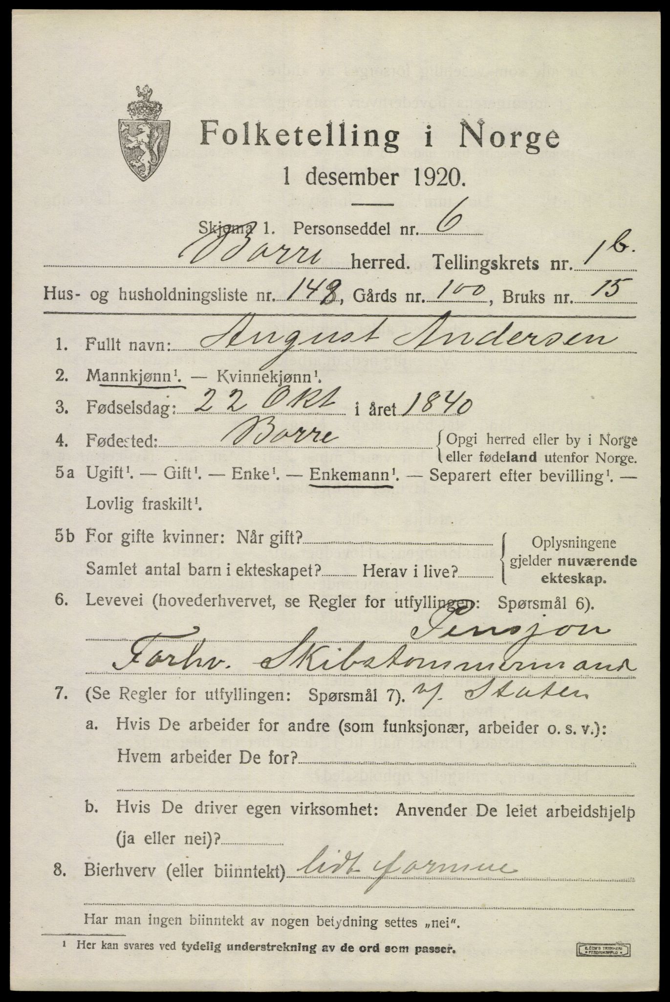 SAKO, Folketelling 1920 for 0717 Borre herred, 1920, s. 4166