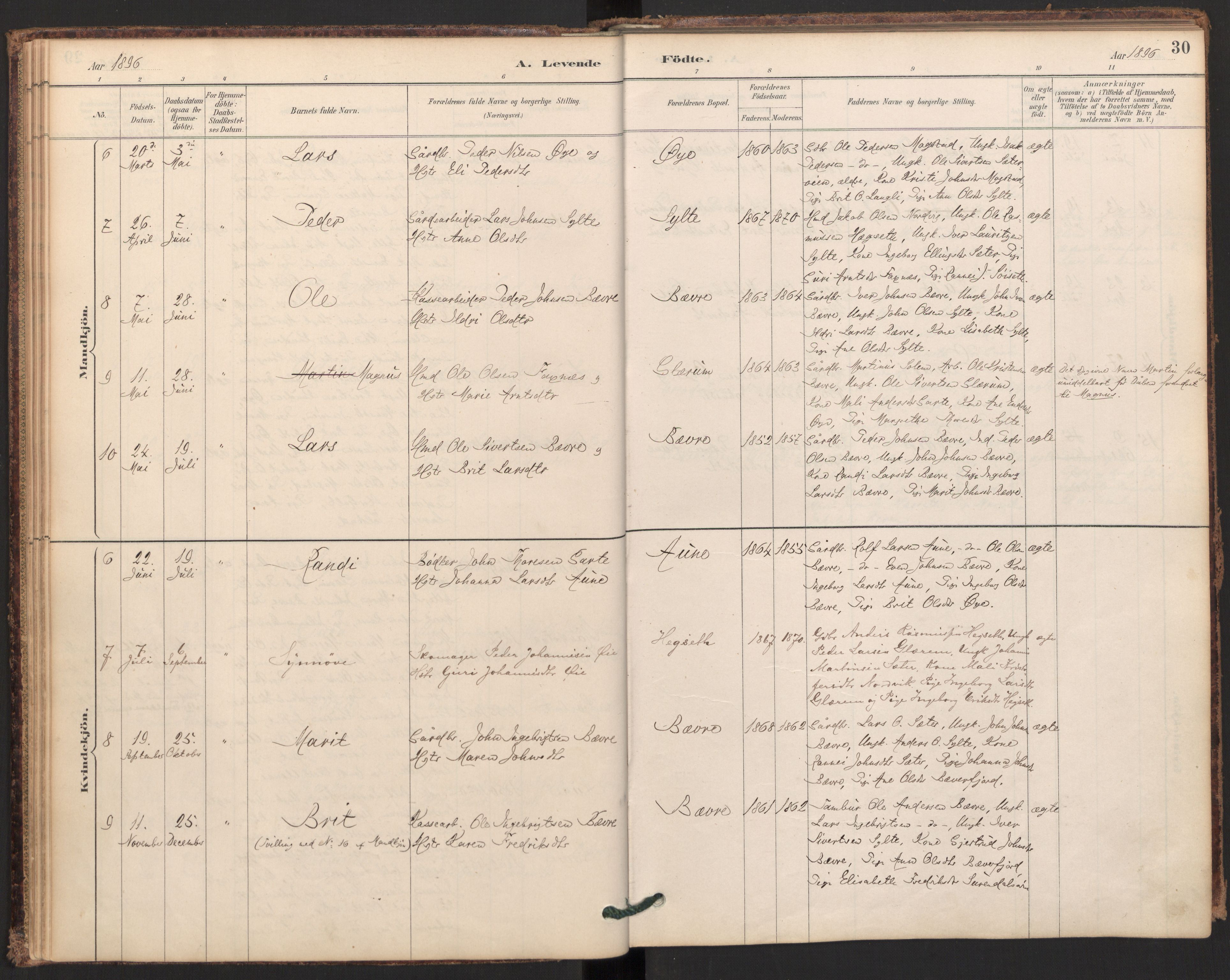 Ministerialprotokoller, klokkerbøker og fødselsregistre - Møre og Romsdal, AV/SAT-A-1454/595/L1047: Ministerialbok nr. 595A09, 1885-1900, s. 30