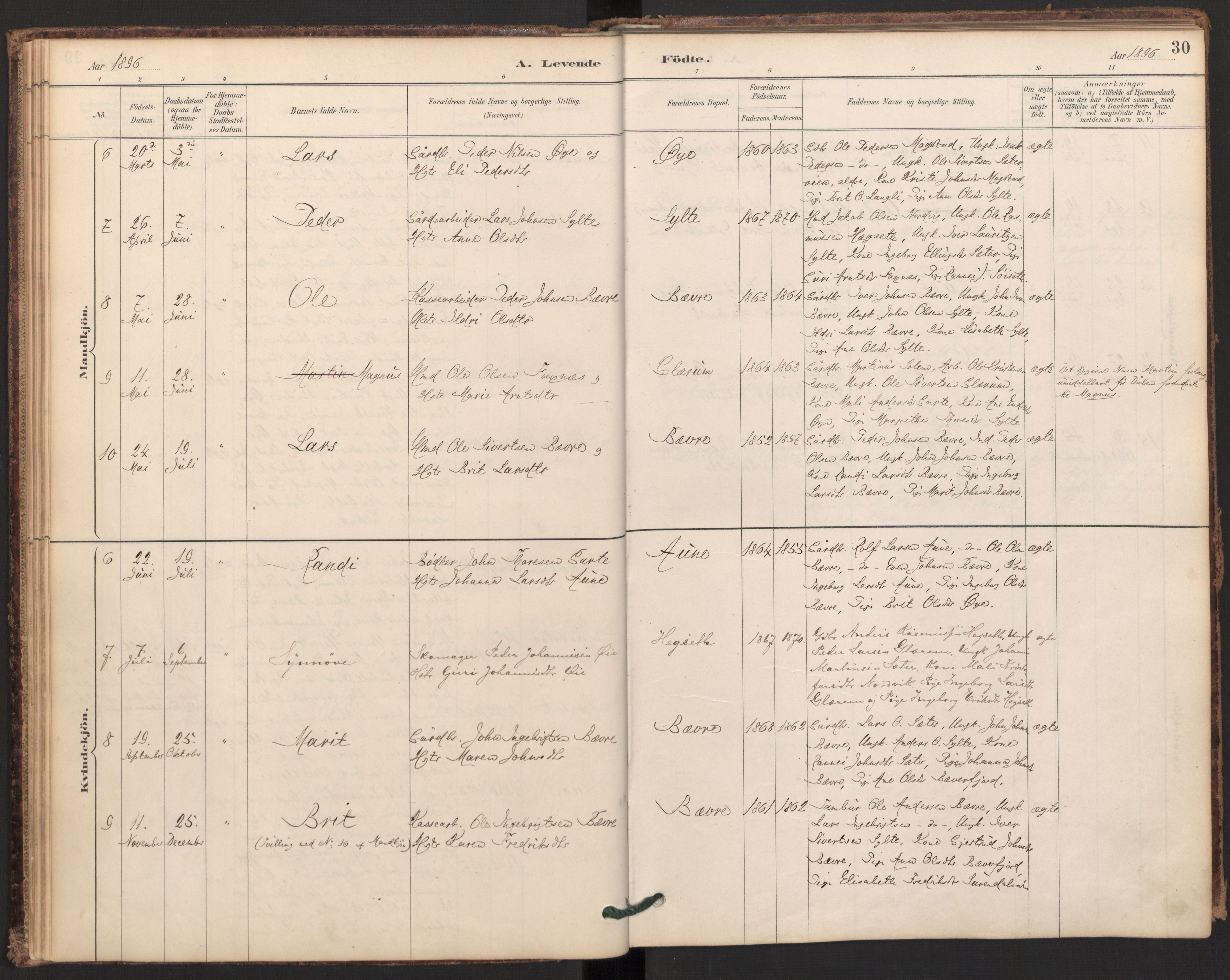 Ministerialprotokoller, klokkerbøker og fødselsregistre - Møre og Romsdal, SAT/A-1454/595/L1047: Ministerialbok nr. 595A09, 1885-1900, s. 30